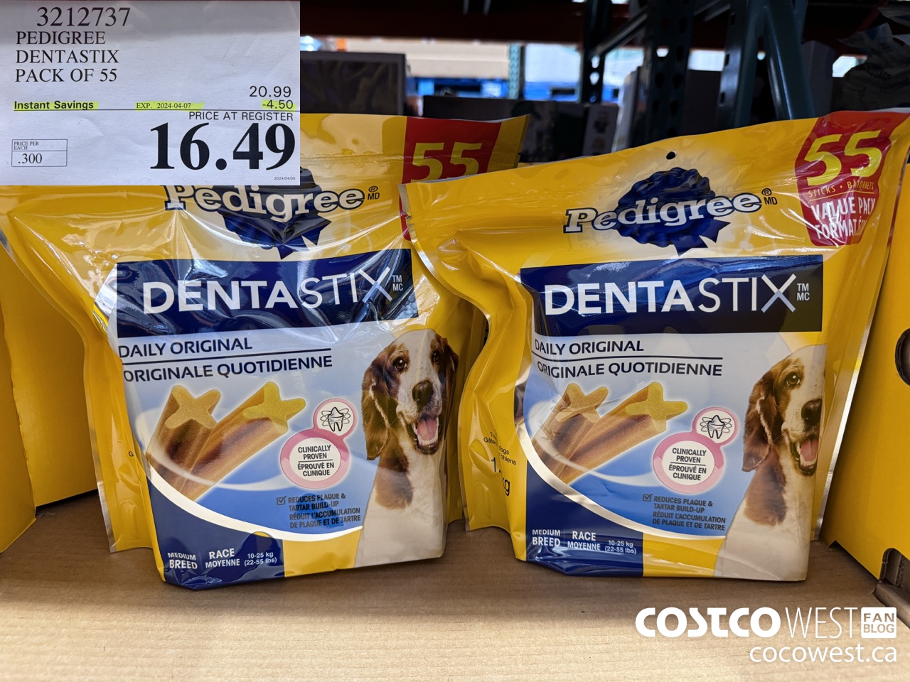 3212737 PEDIGREE DENTASTIX PACK OF 55 ($4.50 INSTANT SAVINGS EXPIRES ON 2024-04-07) $16.49