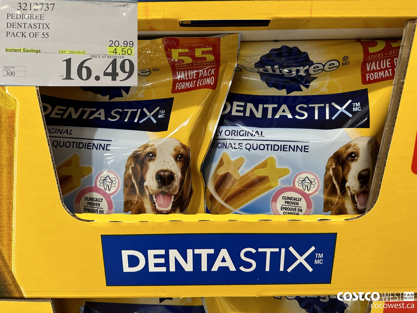 3212737 PEDIGREE DENTASTIX PACK OF 55 ($4.50 INSTANT SAVINGS EXPIRES ON 2024-05-05) $16.49
