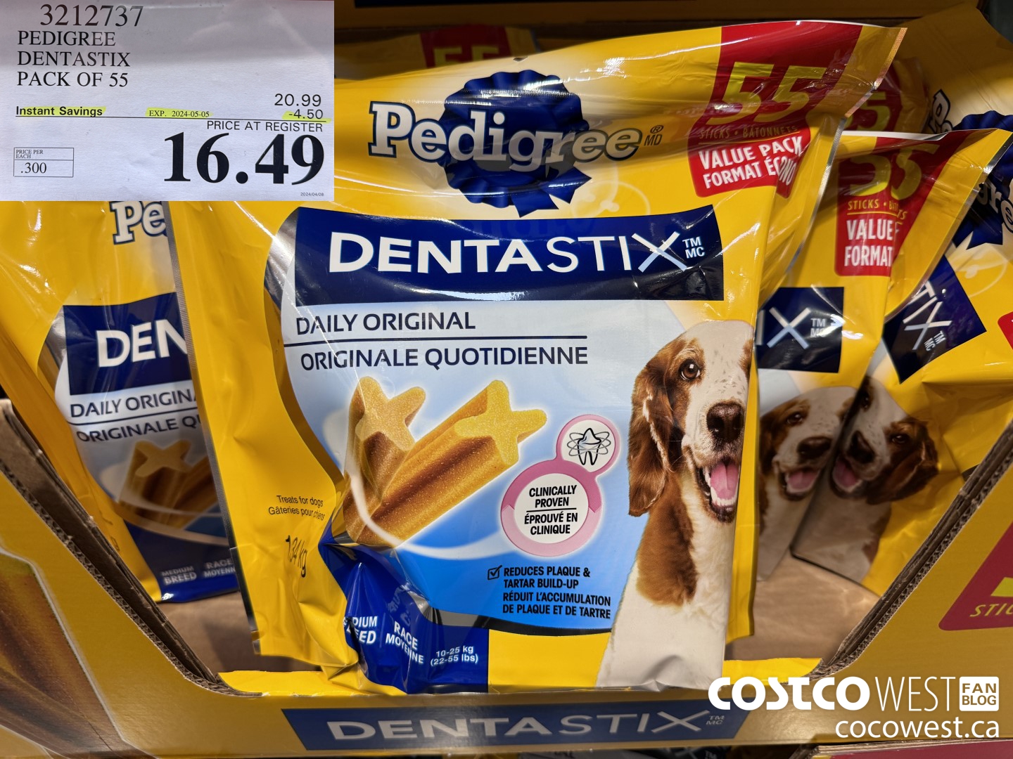3212737 PEDIGREE DENTASTIX PACK OF 55 ($4.50 INSTANT SAVINGS EXPIRES ON 2024-05-05) $16.49