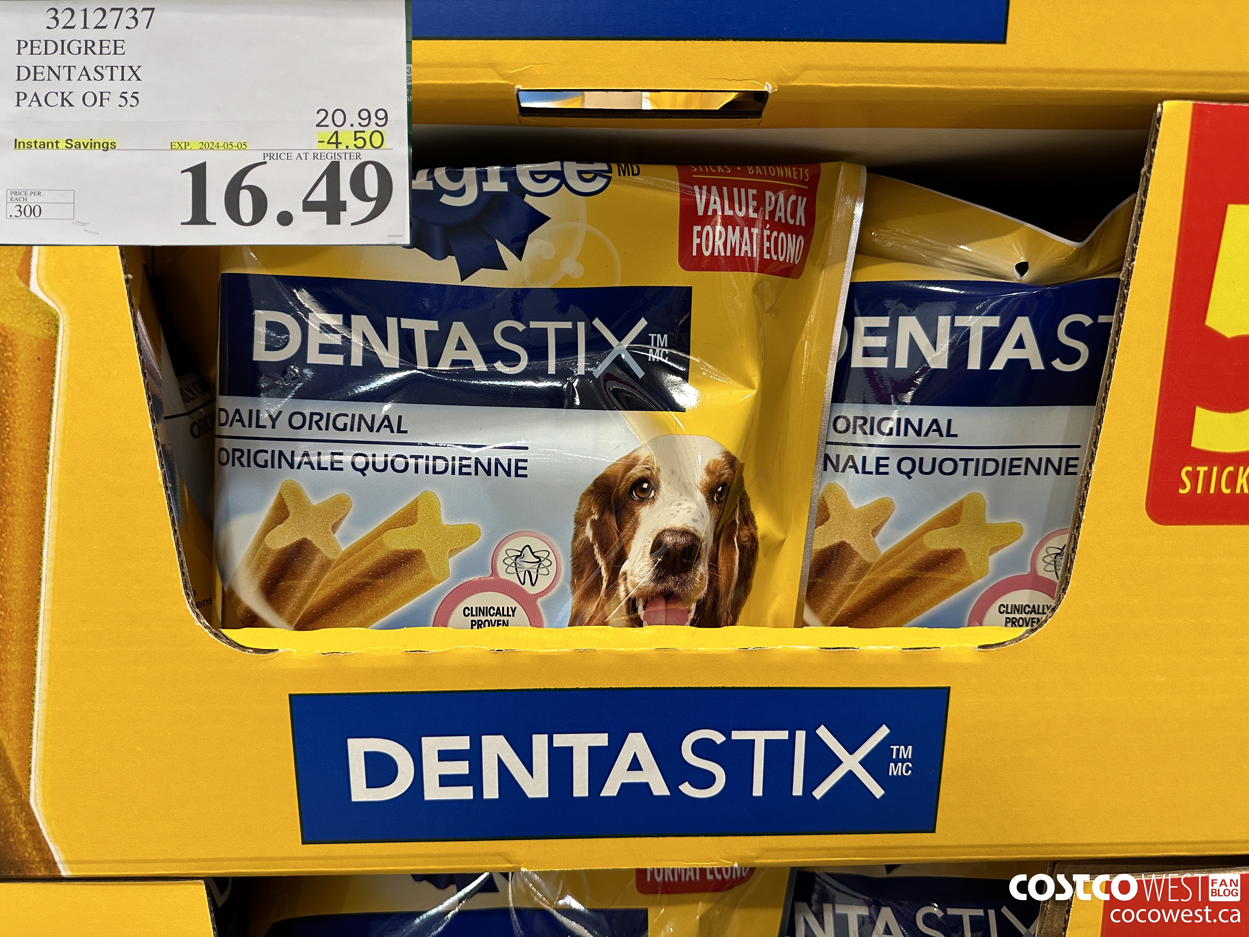 3212737 PEDIGREE DENTASTIX PACK OF 55 ($4.50 INSTANT SAVINGS EXPIRES ON 2024-05-05) $16.49