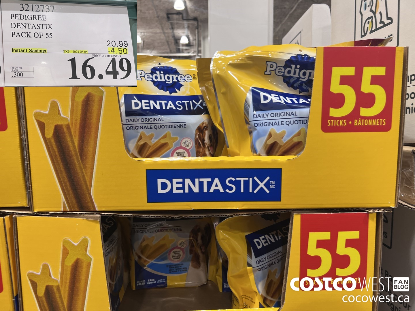 3212737 PEDIGREE DENTASTIX PACK OF 55 ($4.50 INSTANT SAVINGS EXPIRES ON 2024-05-05) $16.49