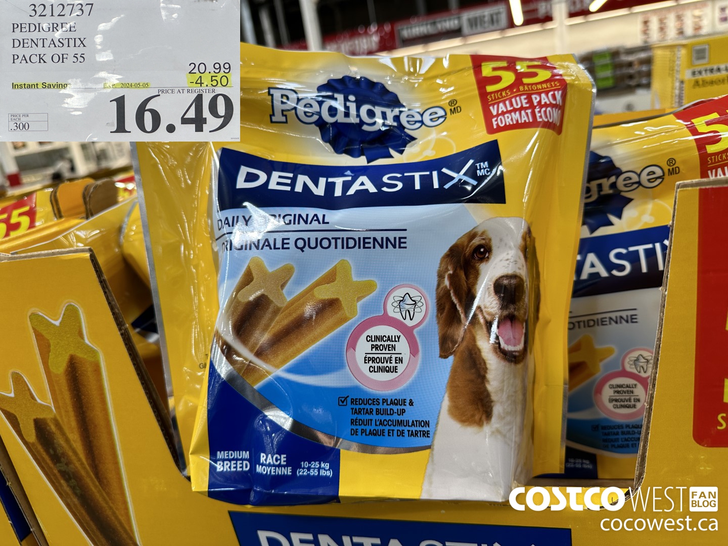 3212737 PEDIGREE DENTASTIX PACK OF 55 ($4.50 INSTANT SAVINGS EXPIRES ON 2024-05-05) $16.49