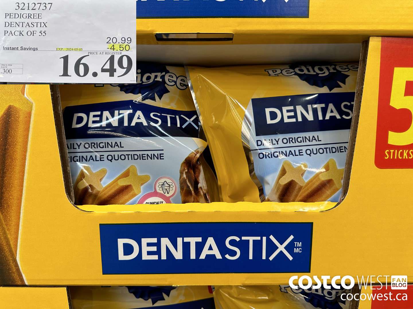 3212737 PEDIGREE DENTASTIX PACK OF 55 ($4.50 INSTANT SAVINGS EXPIRES ON 2024-05-05) $16.49