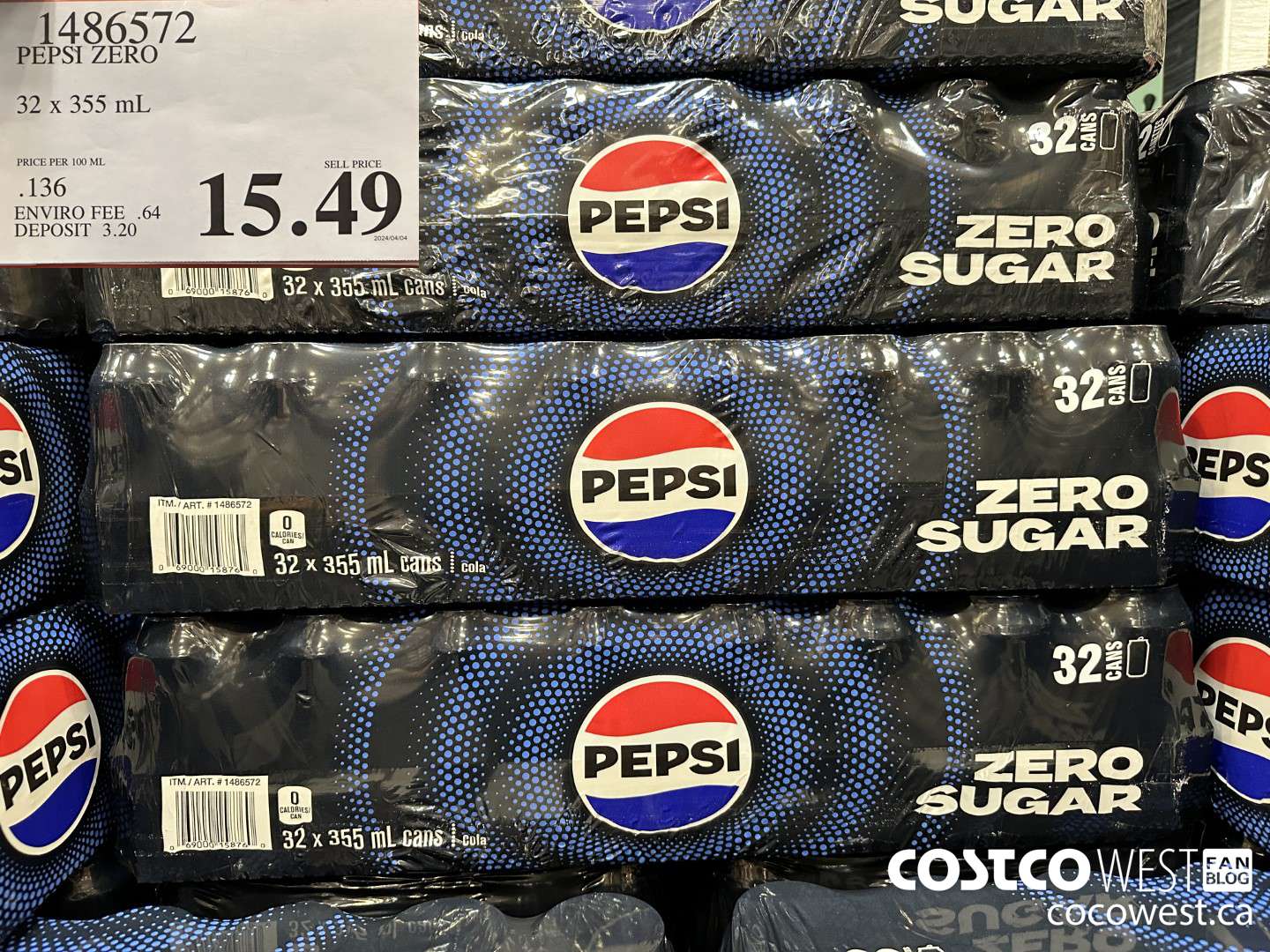 1486572 PEPSI ZERO 32 x 355 mL $15.49