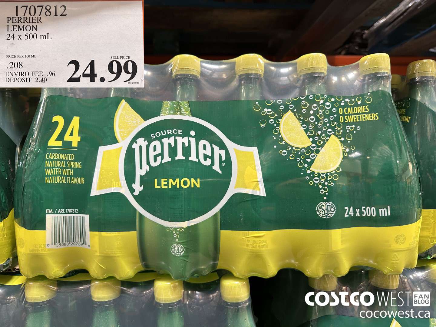 1707812 PERRIER LEMON 24 X 500 ML $24.99