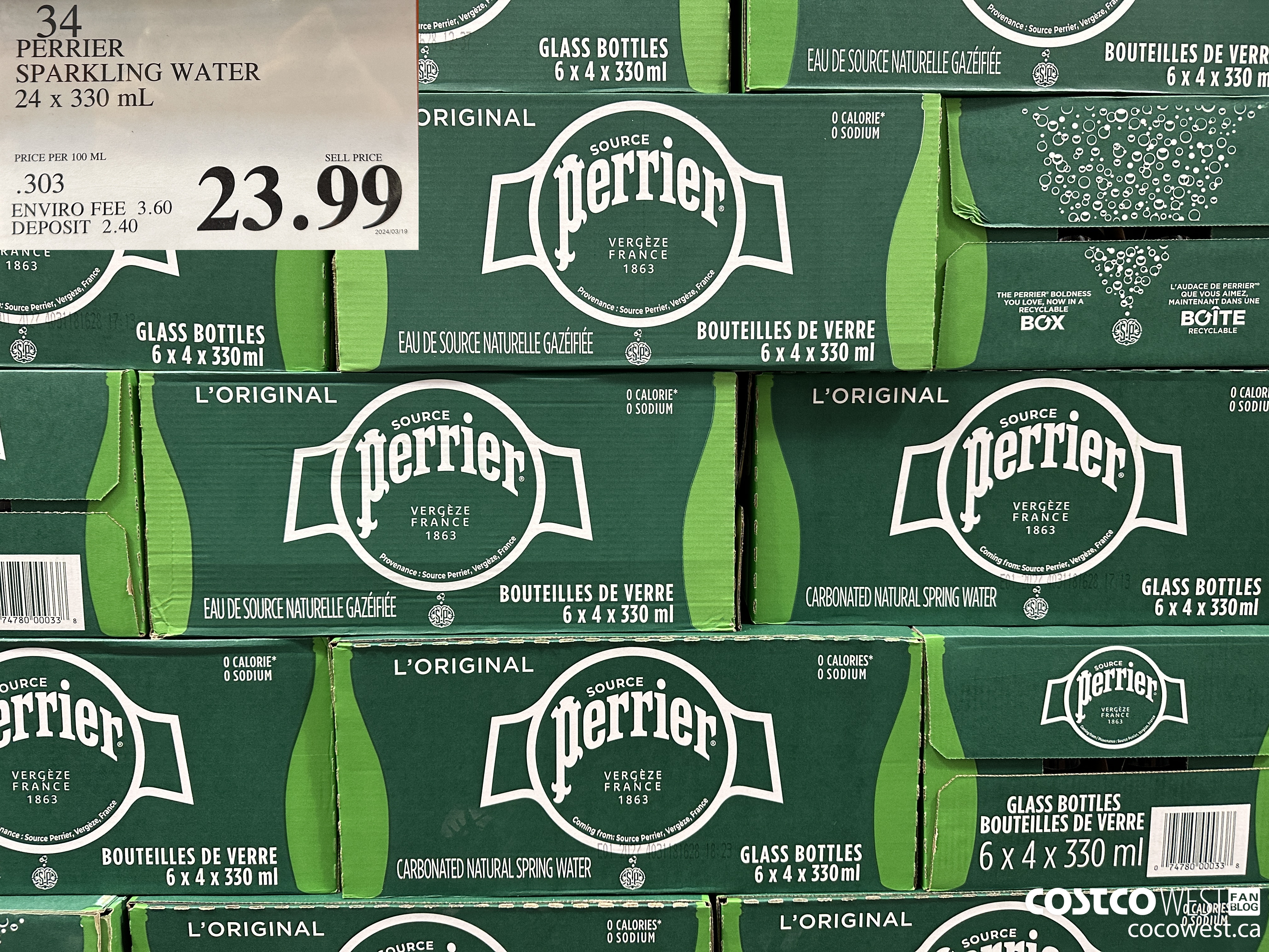 34 PERRIER SPARKLING WATER 24 X 330 ML $23.99