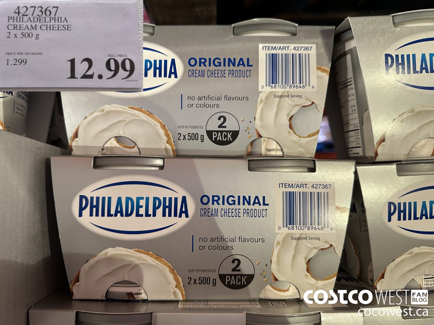 427367 PHILADELPHIA CREAM CHEESE 2 x 500 g $12.99