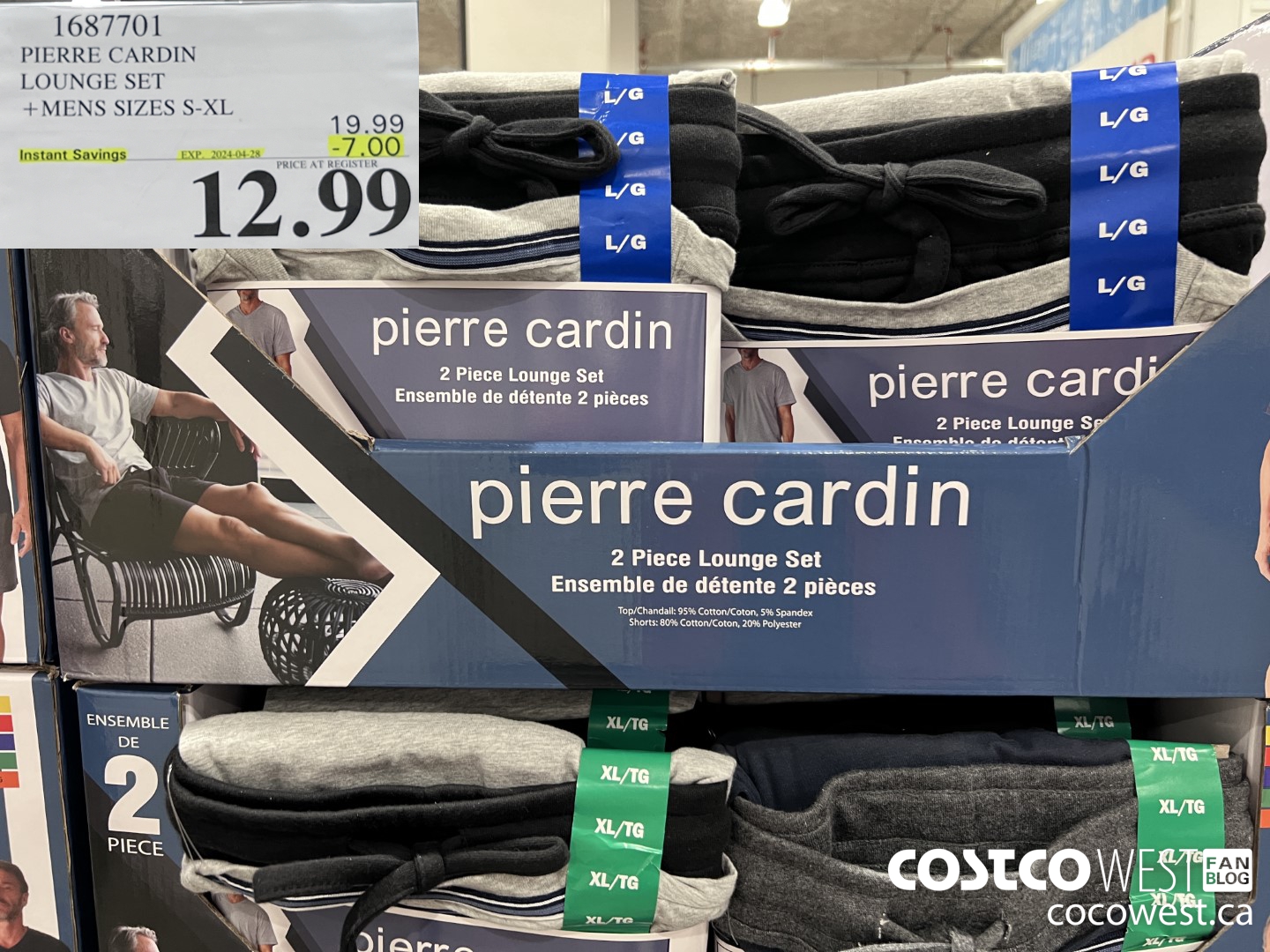 1687701 PIERRE CARDIN LOUNGE SET MENS SIZES S-XXL ($7.00 INSTANT SAVINGS EXPIRES ON 2024-04-28) $12.99