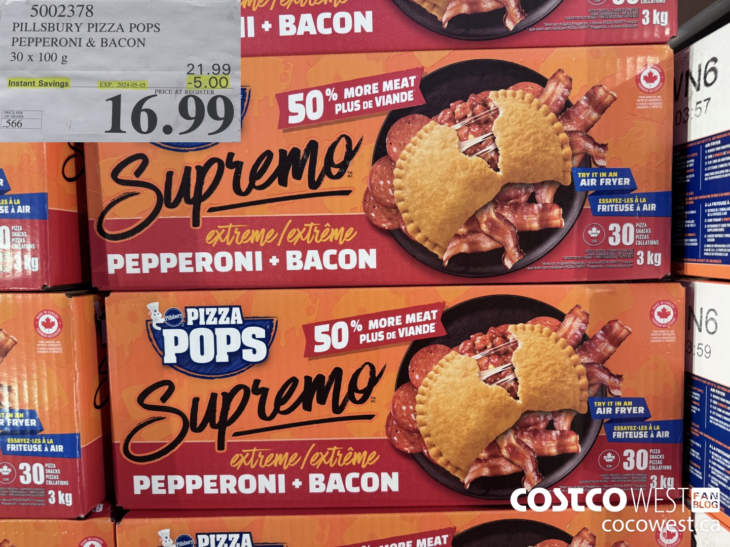 5002378 PILLSBURY PIZZA POPS PEPPERONI & BACON 30 x 100 g ($5.00 INSTANT SAVINGS EXPIRES ON 2024-05-05) $16.99