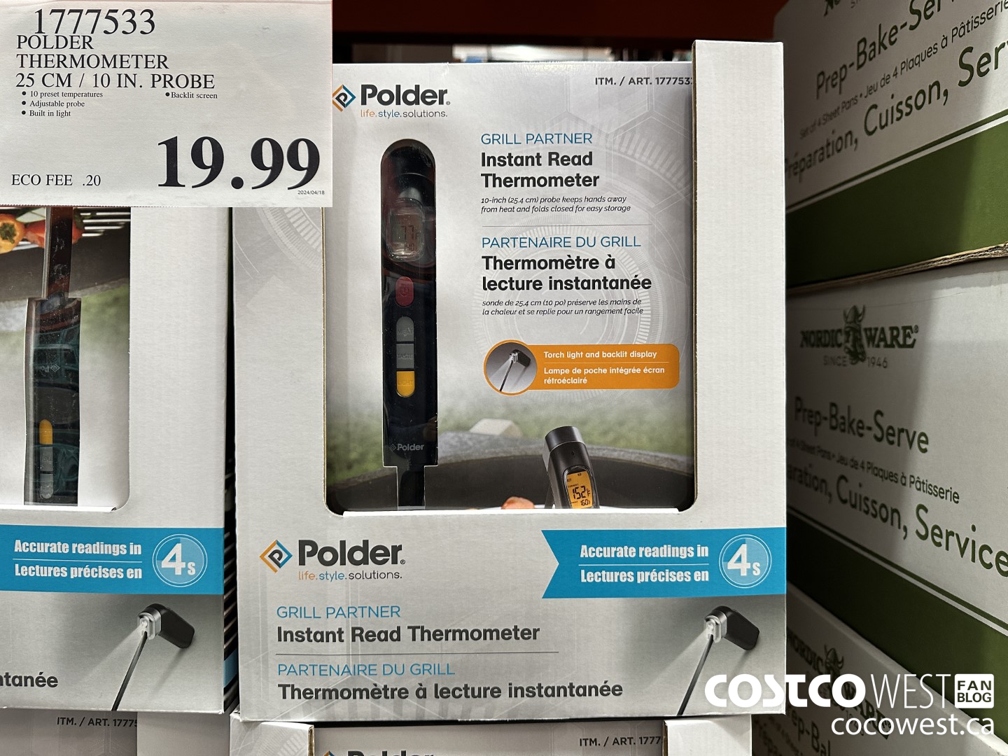 1777533 POLDER THERMOMETER 25 CM / 10 IN. PROBE $19.99