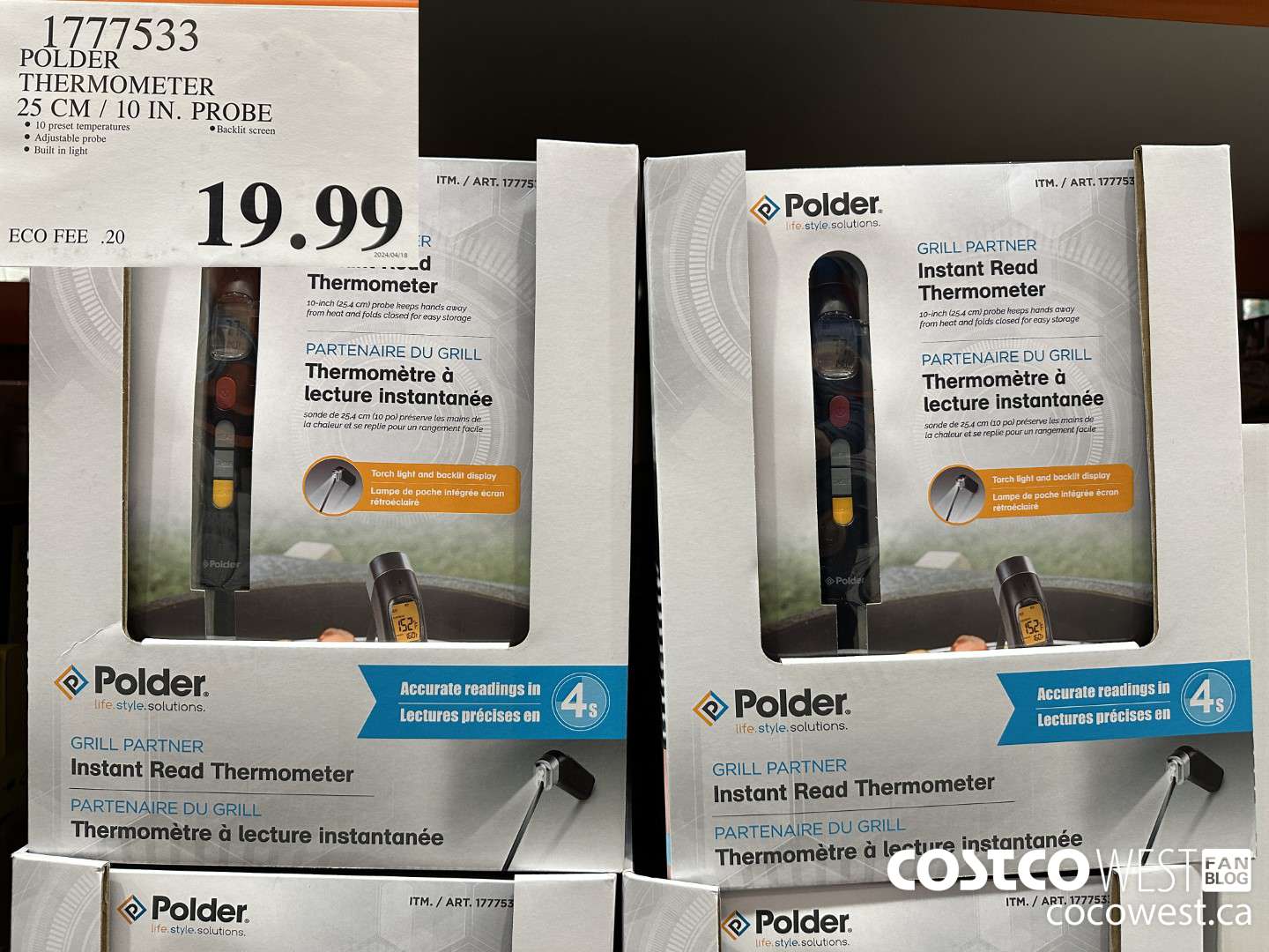 1777533 POLDER THERMOMETER 25 CM / 10 IN. PROBE $19.99