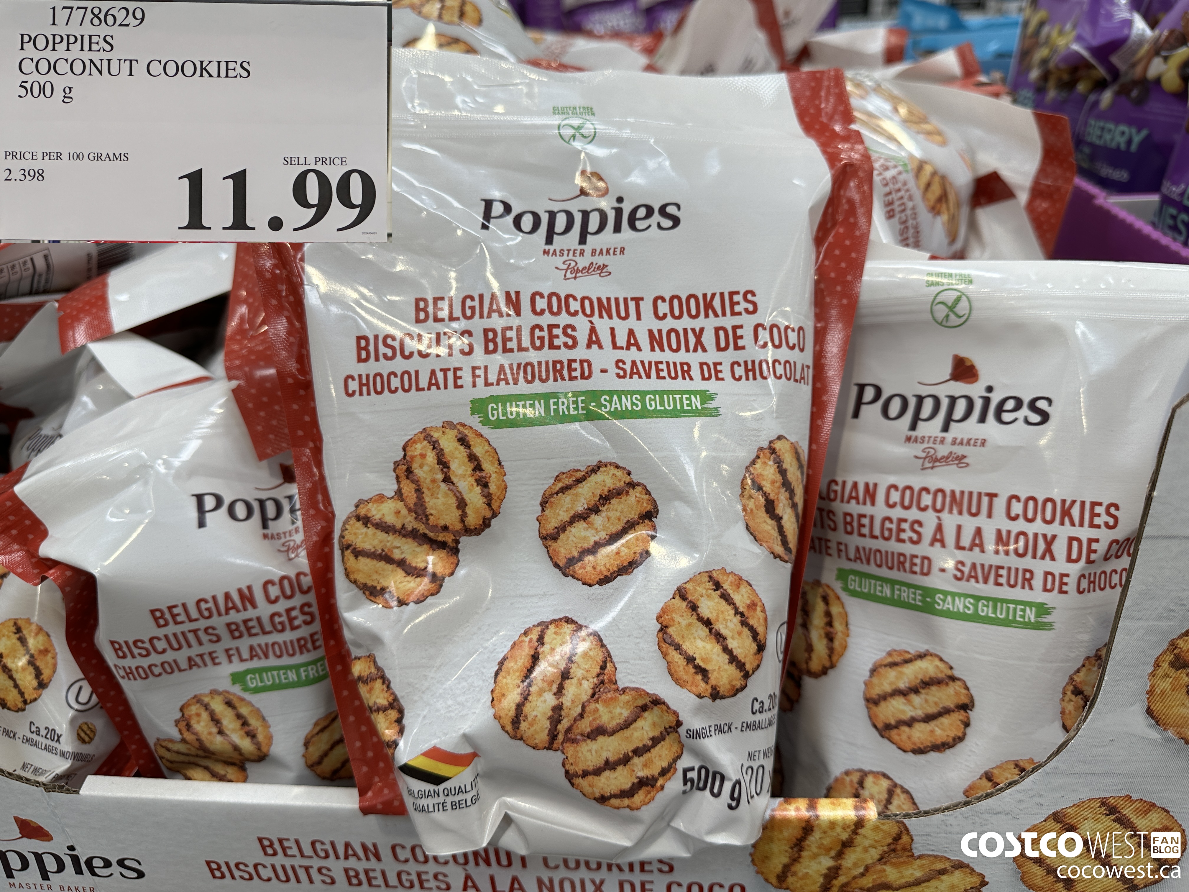 1778629 POPPIES COCONUT COOKIES 500G $11.99