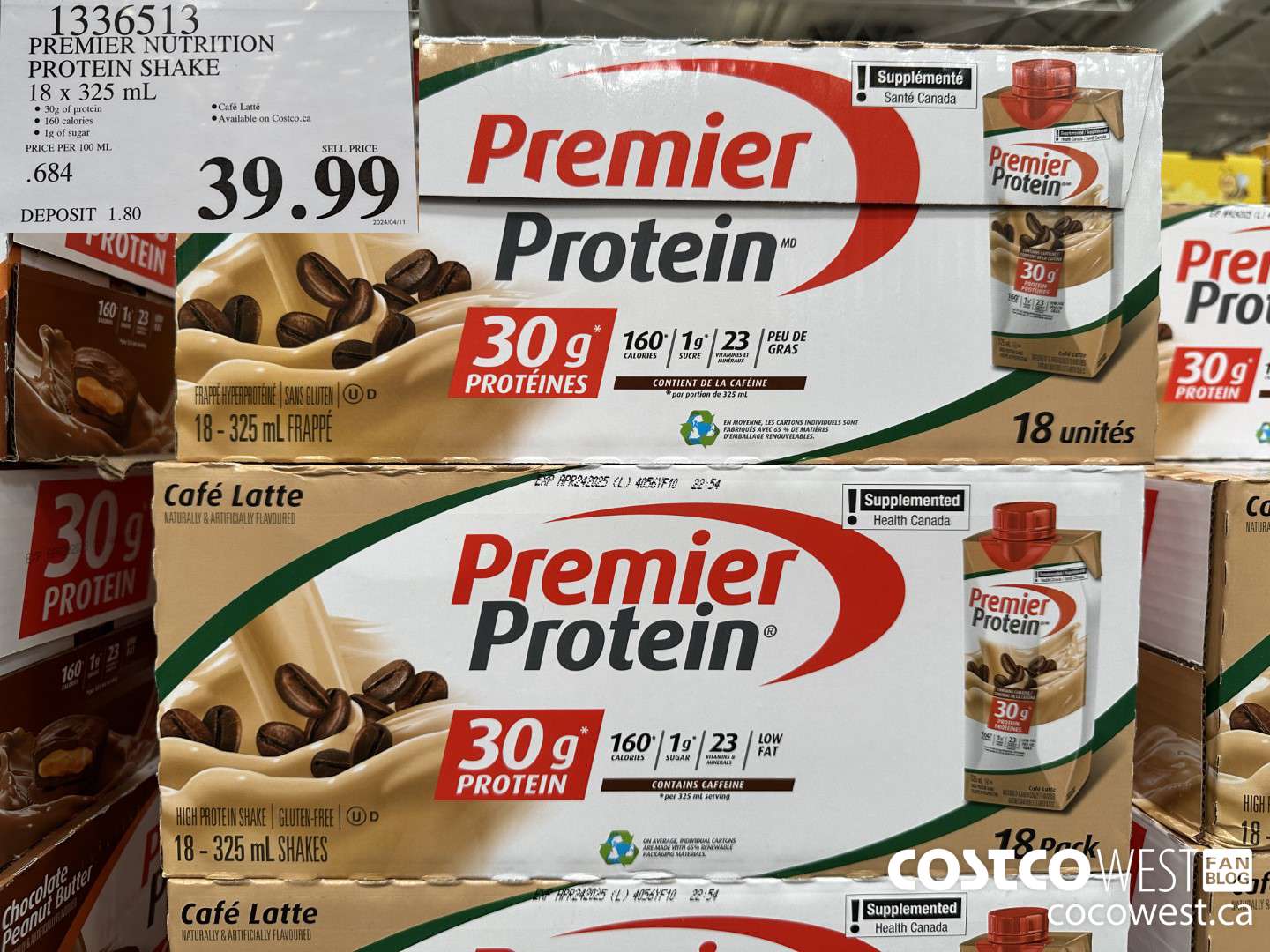 1336513 PREMIER NUTRITION PROTEIN SHAKE 18 X 325 ML $39.99