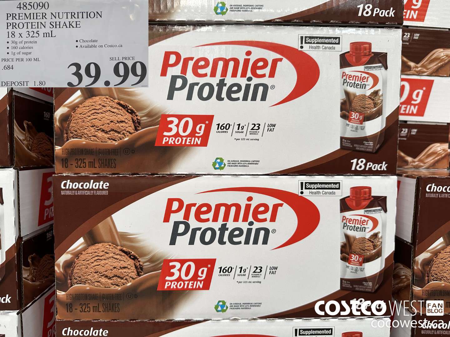 485090 PREMIER NUTRITION PROTEIN SHAKE 18 x 325 mL $39.99