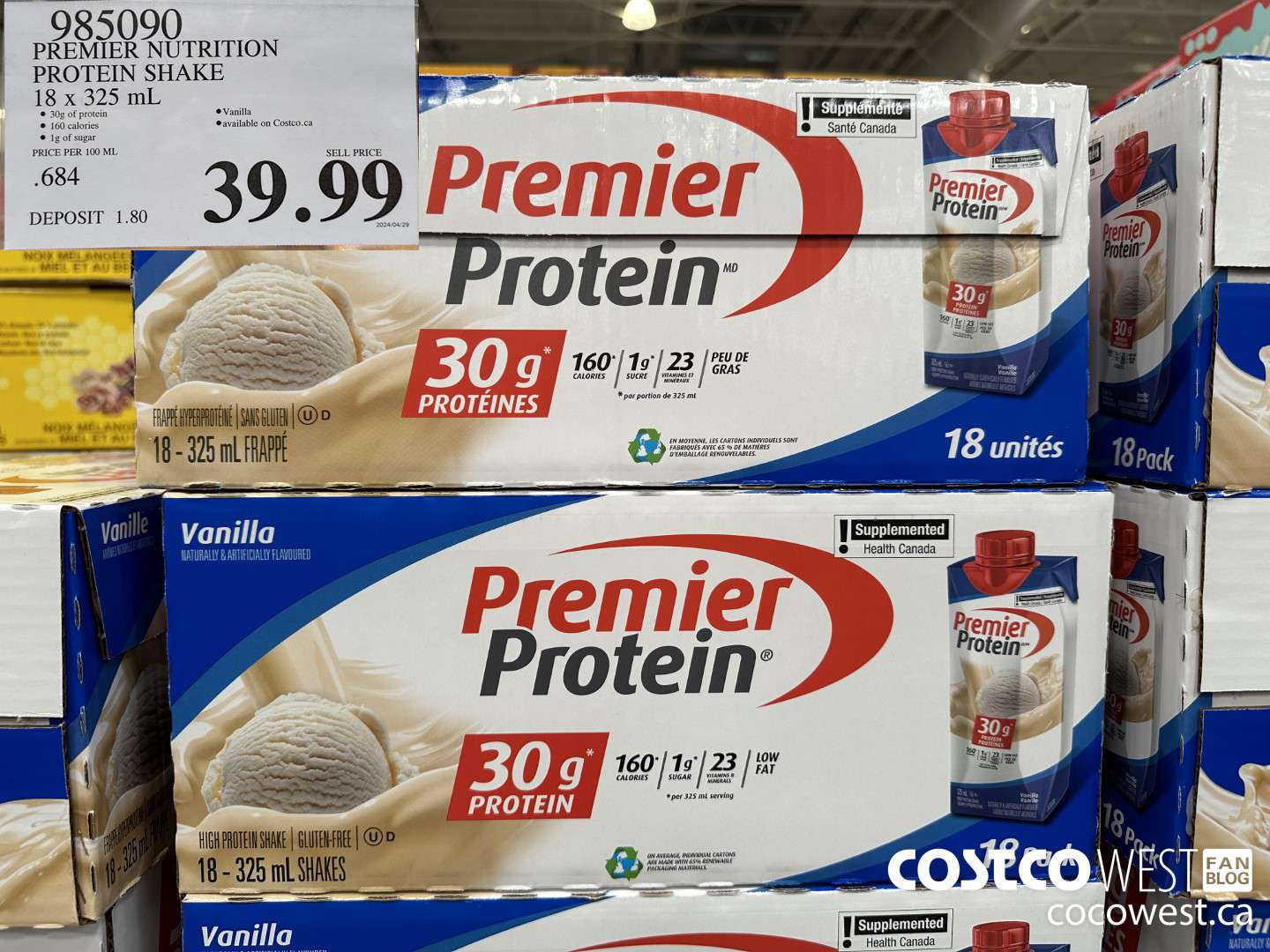 985090 PREMIER NUTRITION PROTEIN SHAKE 18 x 325 mL $39.99