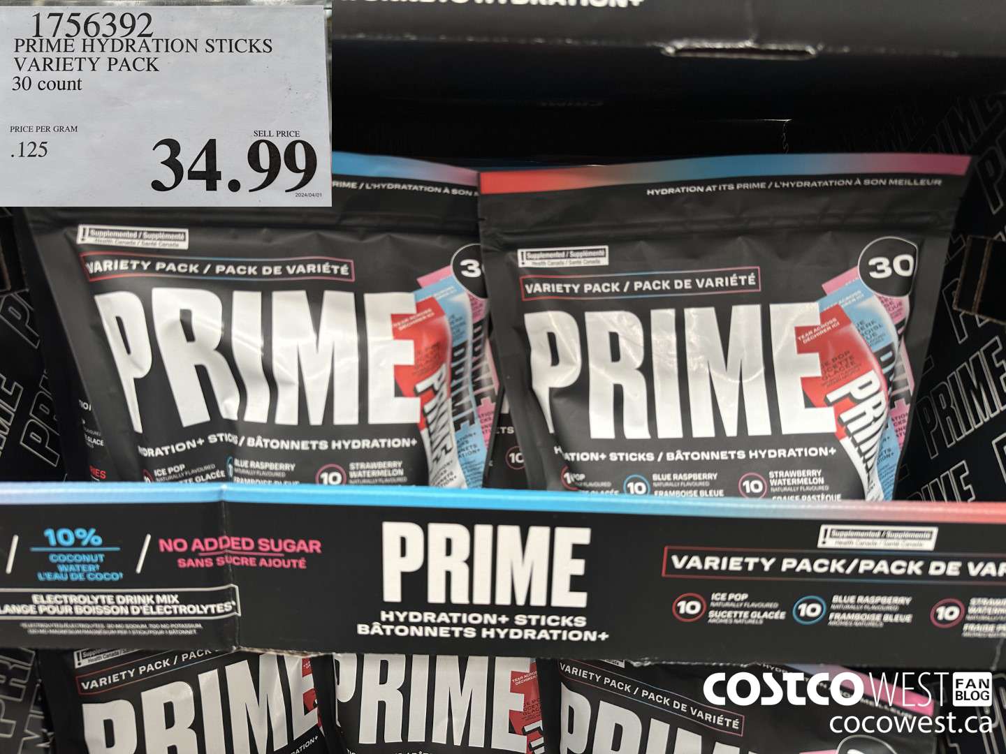 1756392 PRIME HYDRATION STICKS VARIETY PACK 30 COUNT $34.99