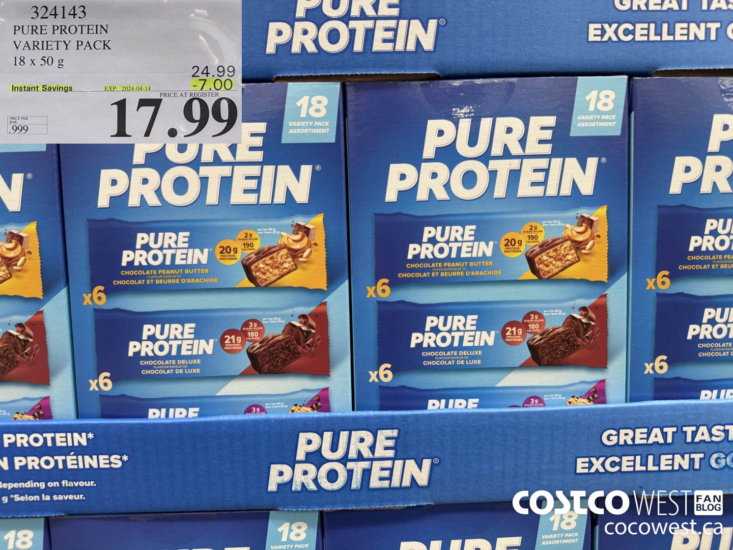 324143 PURE PROTEIN VARIETY PACK 18 X 50G ($7.00 INSTANT SAVINGS EXPIRES ON 2024-04-14) $17.99