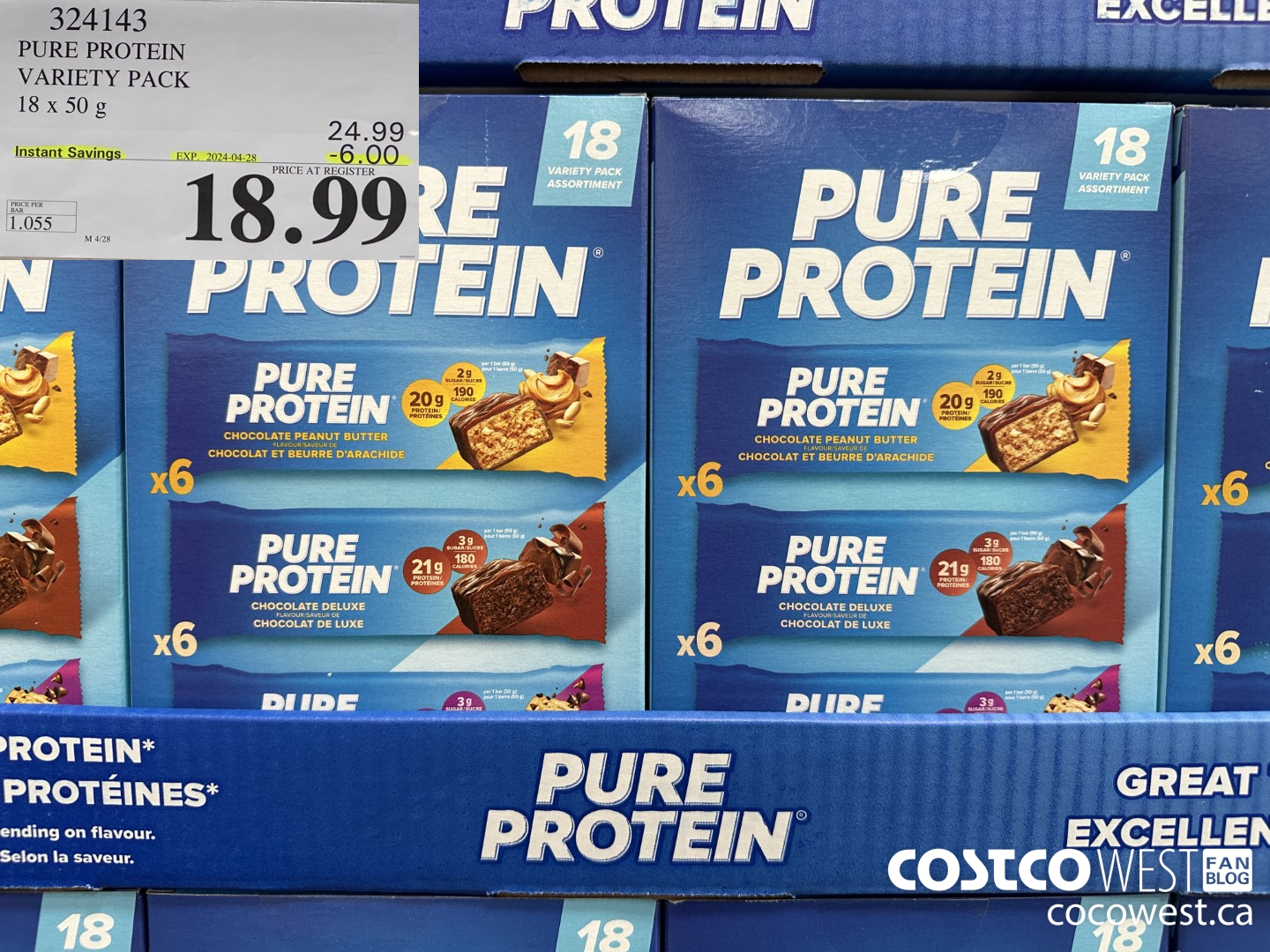 324143 PURE PROTEIN VARIETY PACK 18 X 50G ($6.00 INSTANT SAVINGS EXPIRES ON 2024-04-28) $18.99