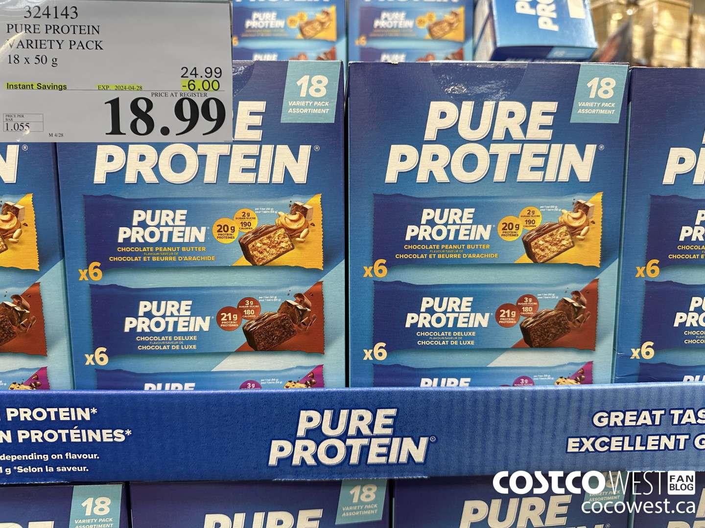 324143 PURE PROTEIN VARIETY PACK 18 X 50G ($6.00 INSTANT SAVINGS EXPIRES ON 2024-04-28) $18.99