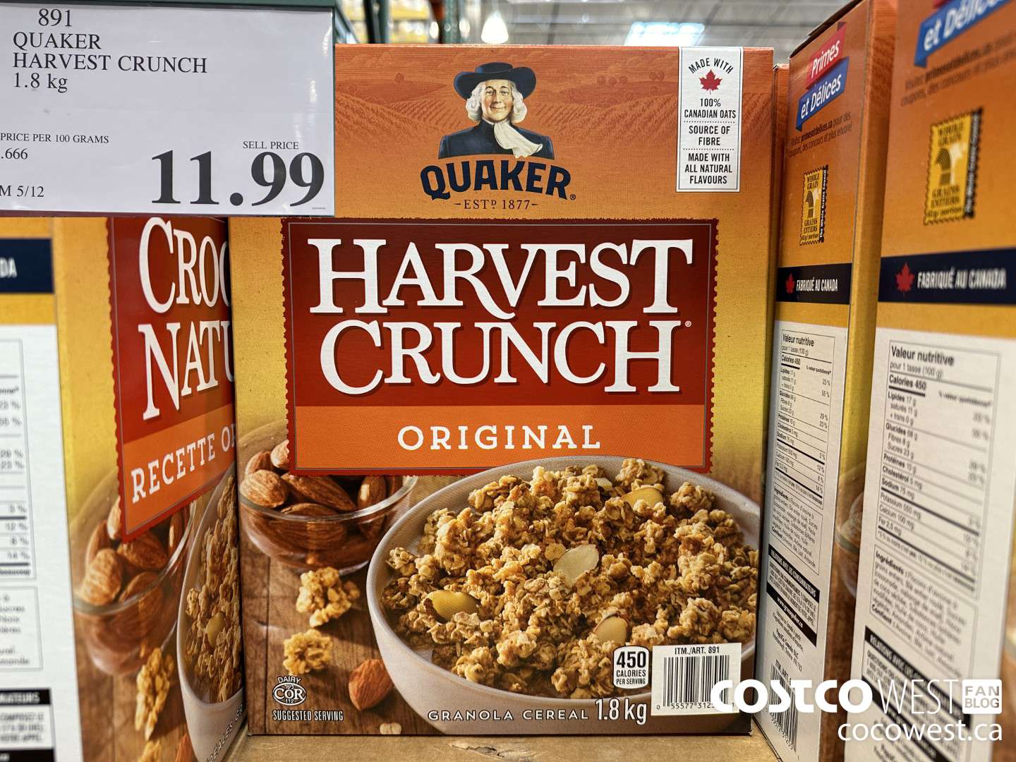891 QUAKER HARVEST CRUNCH 1.8 KG $11.99