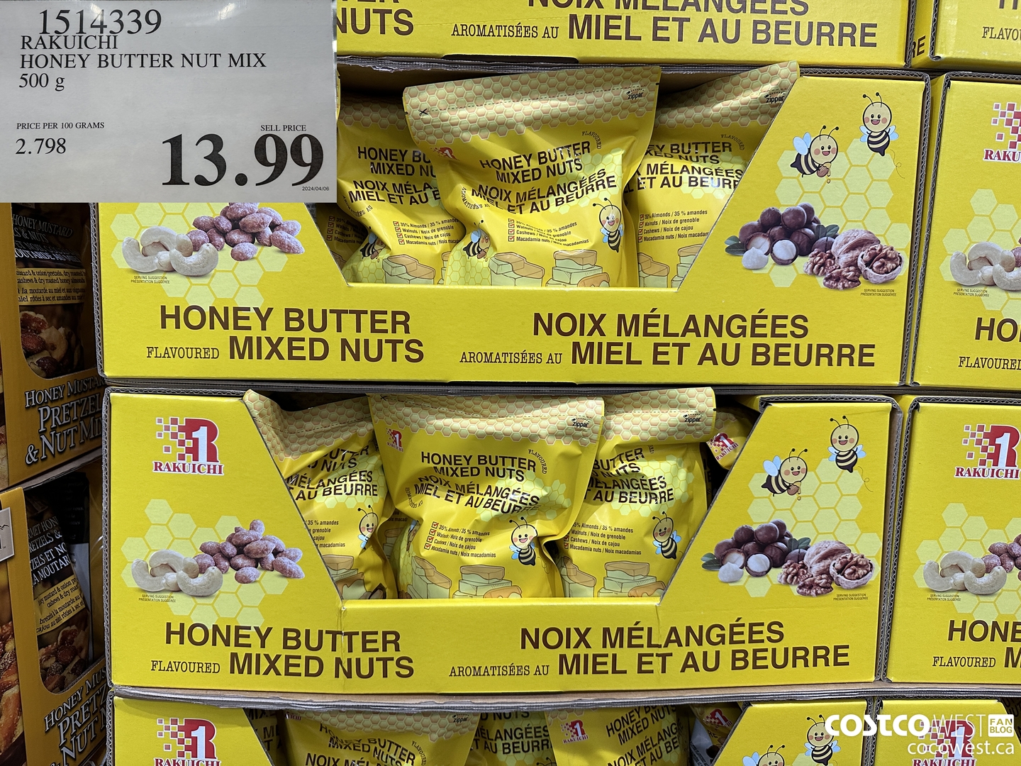 1514339 RAKUICHI HONEY BUTTER NUT MIX 500G $13.99