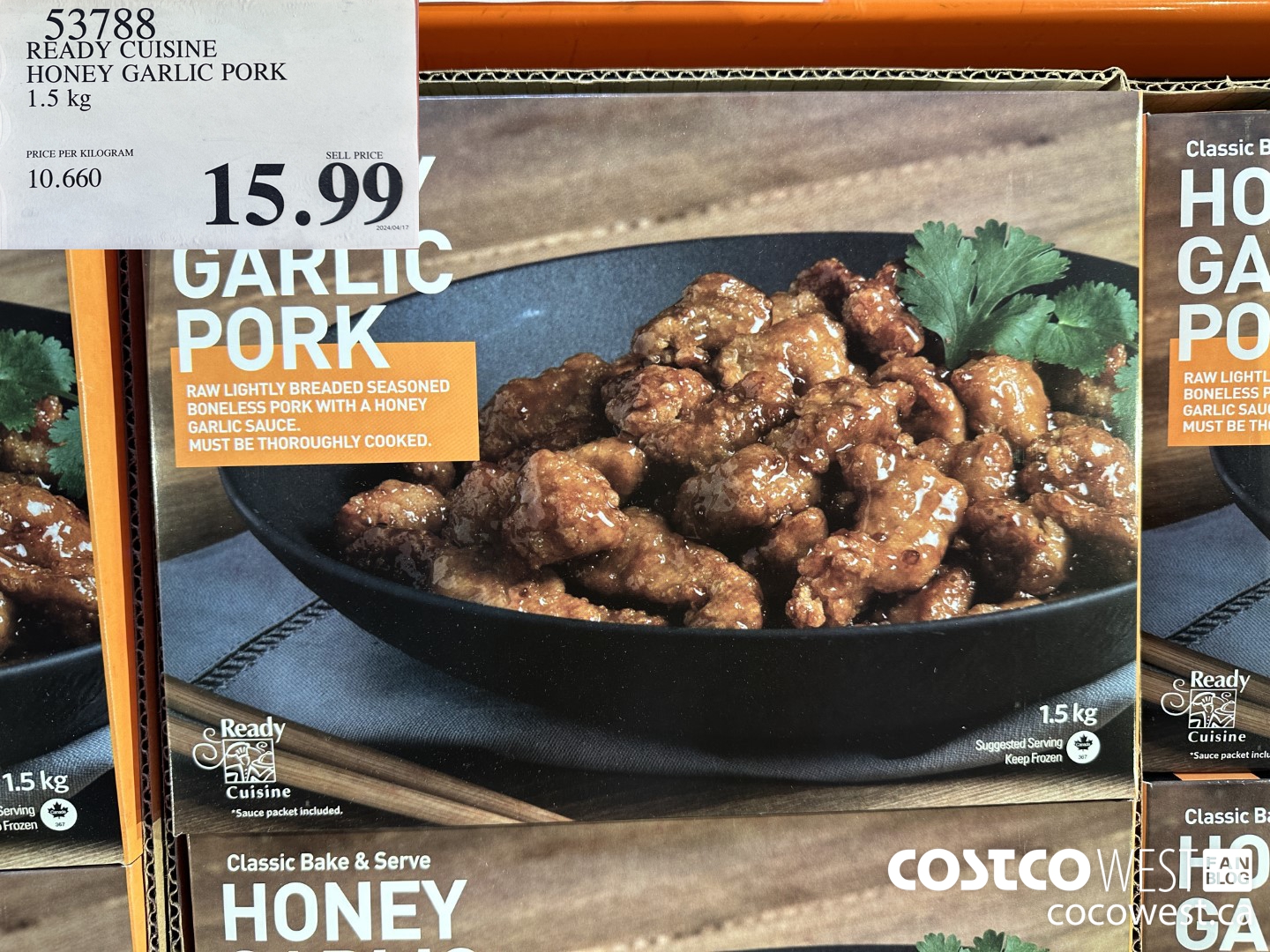 53788 READY CUISINE HONEY GARLIC PORK 1.5 kg $15.99