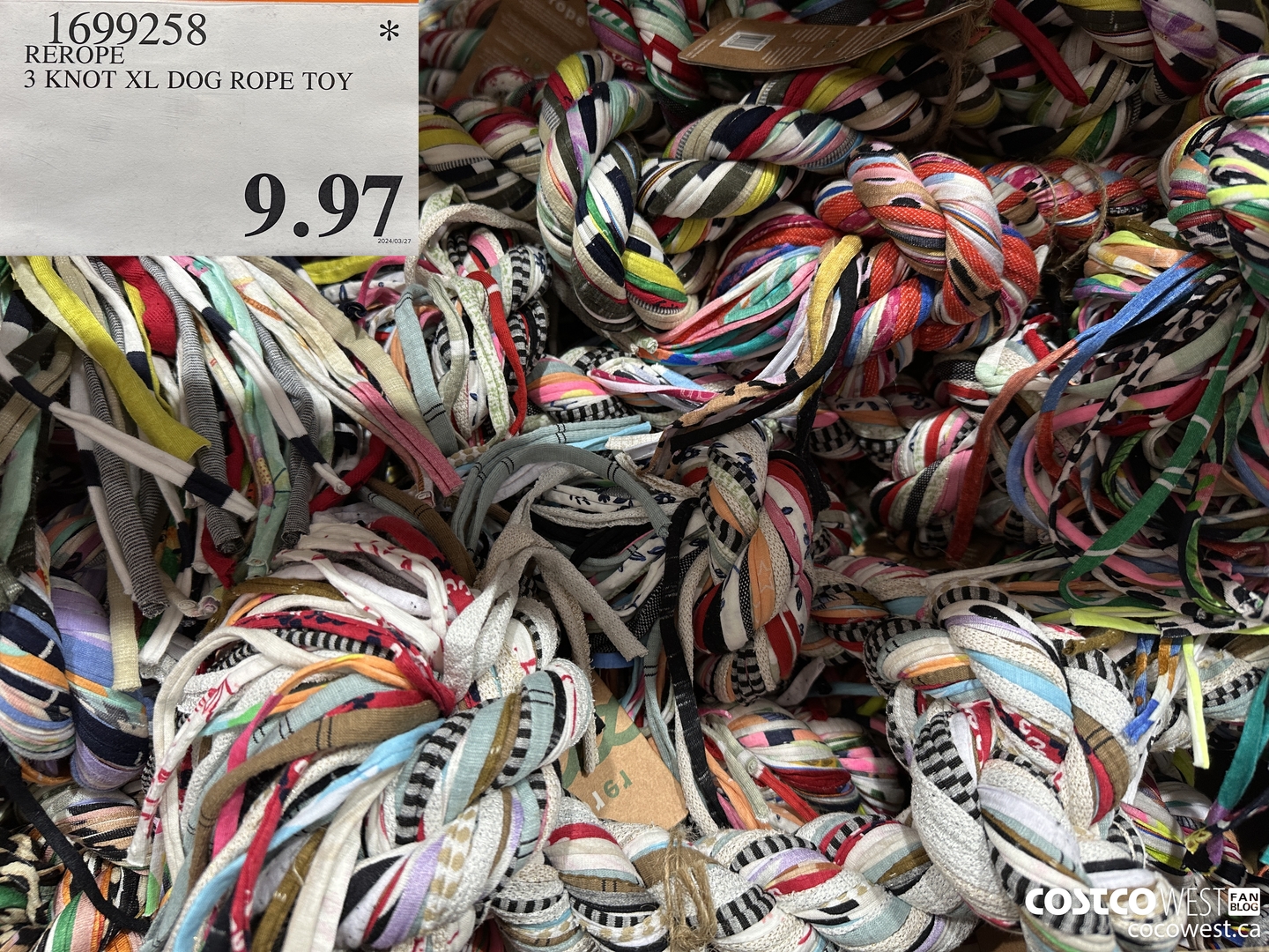 1699258 REROPE 3 KNOT XL DOG ROPE TOY $9.97