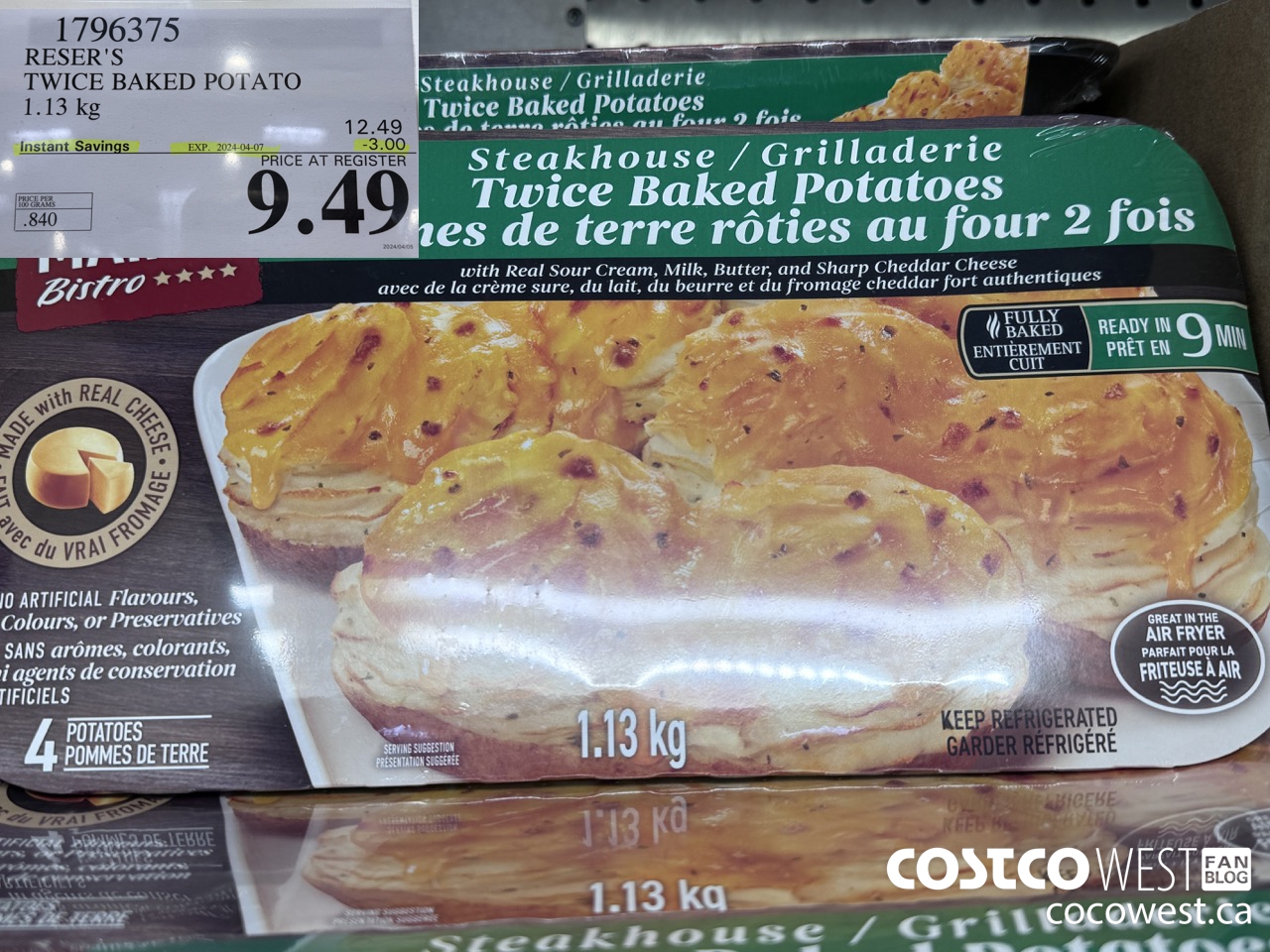 1796375 RESER'S TWICE BAKED POTATO 1.13 kg ($3.00 INSTANT SAVINGS EXPIRES ON 2024-04-07) $9.49