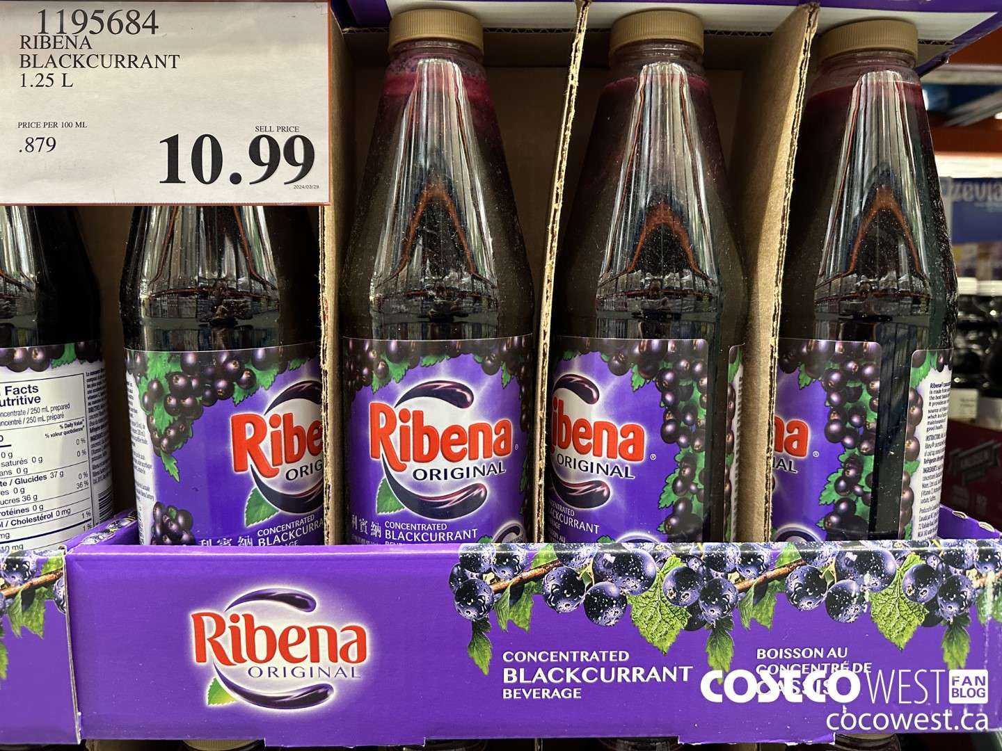 1195684 RIBENA BLACKCURRANT 1.25 L $10.99