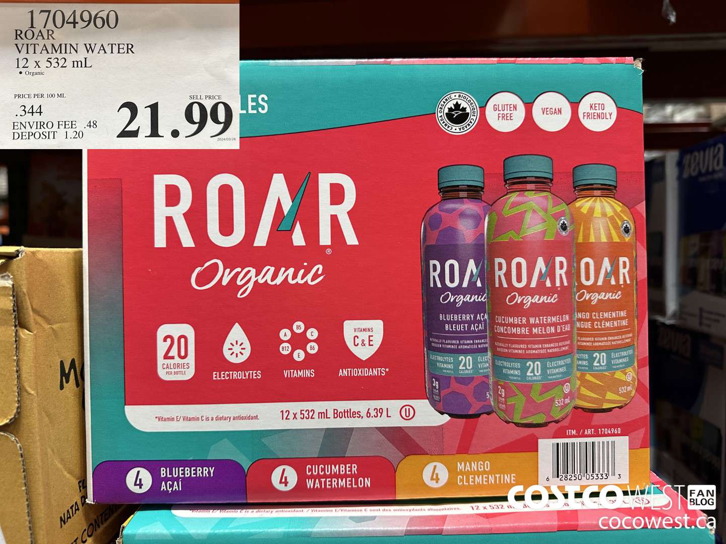 1704960 ROAR VITAMIN WATER 12 X 532 ML $21.99