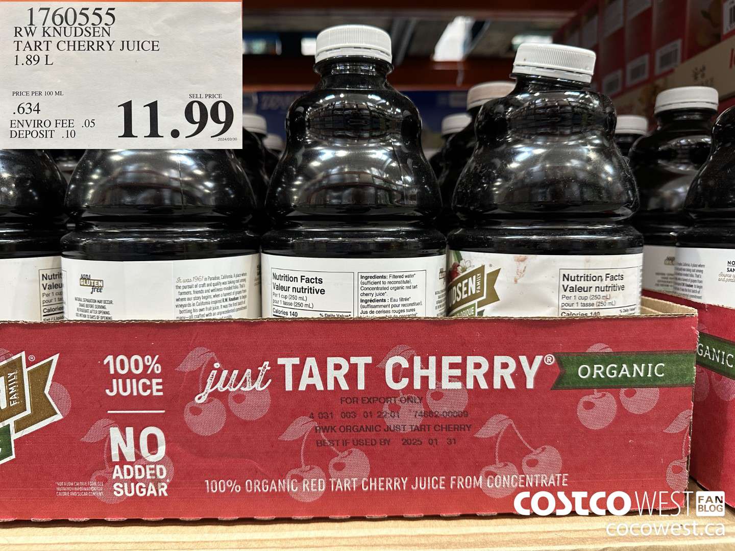 1760555 RW KNUDSEN TART CHERRY JUICE 1.89 L $11.99