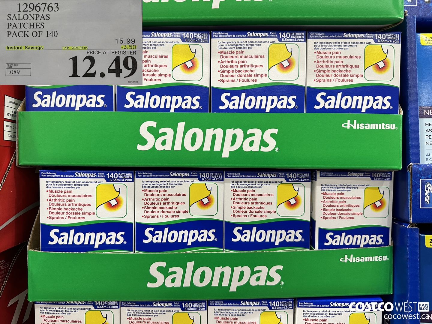 1296763 SALONPAS PATCHES PACK OF 140 ($3.50 INSTANT SAVINGS EXPIRES ON 2025-05-05) $12.49