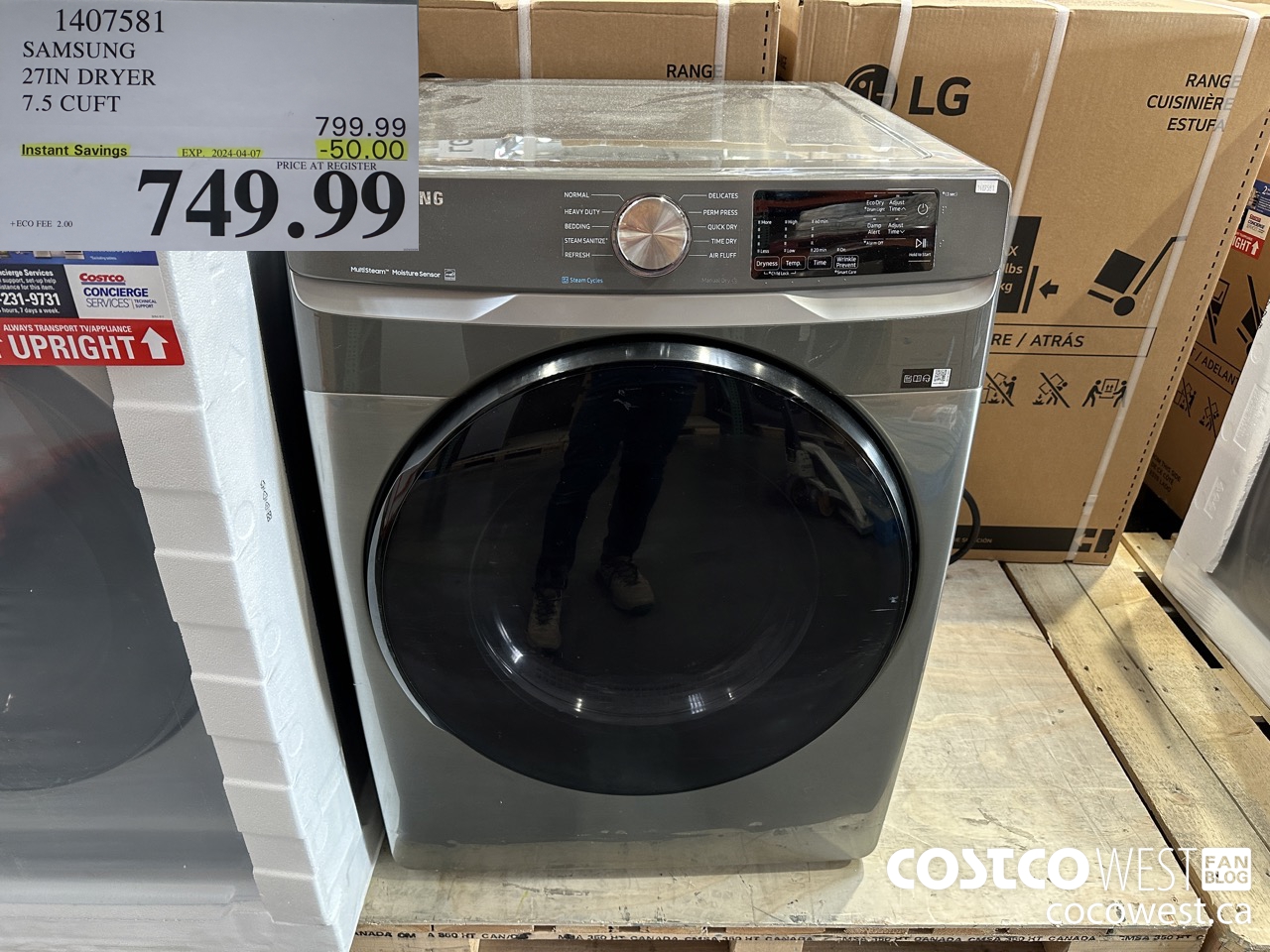 1407581 SAMSUNG 27IN DRYER 7.5 CUFT ($50.00 INSTANT SAVINGS EXPIRES ON 2024-04-07) $749.99