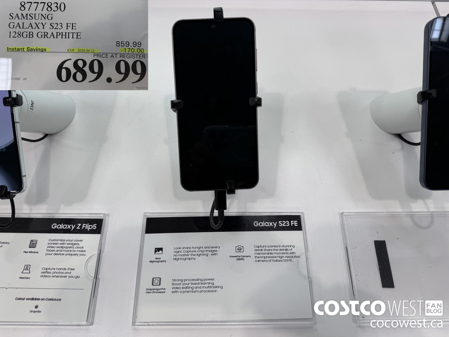 8777830 SAMSUNG GALAXY S23 FE 128GB GRAPHITE ($170.00 INSTANT SAVINGS EXPIRES ON 2024-04-21) $689.99