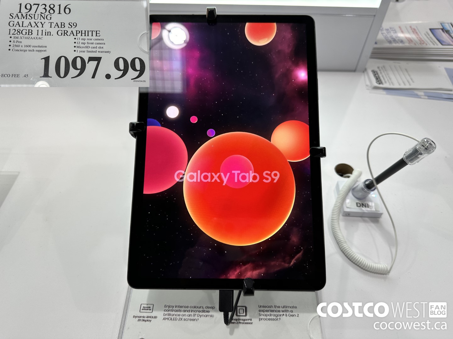 1973816 SAMSUNG GALAXY TAB S9 128GB 11IN GRAPHITE $1097.99