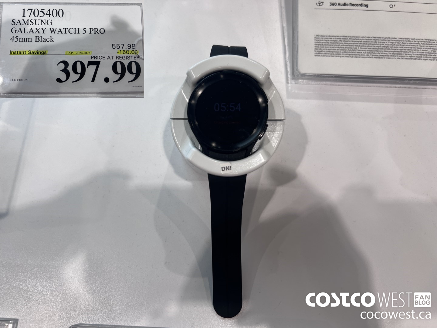 1705400 SAMSUNG GALAXY WATCH 5 PRO 45MM BLACK ($160.00 INSTANT SAVINGS EXPIRES ON 2024-04-21) $397.99