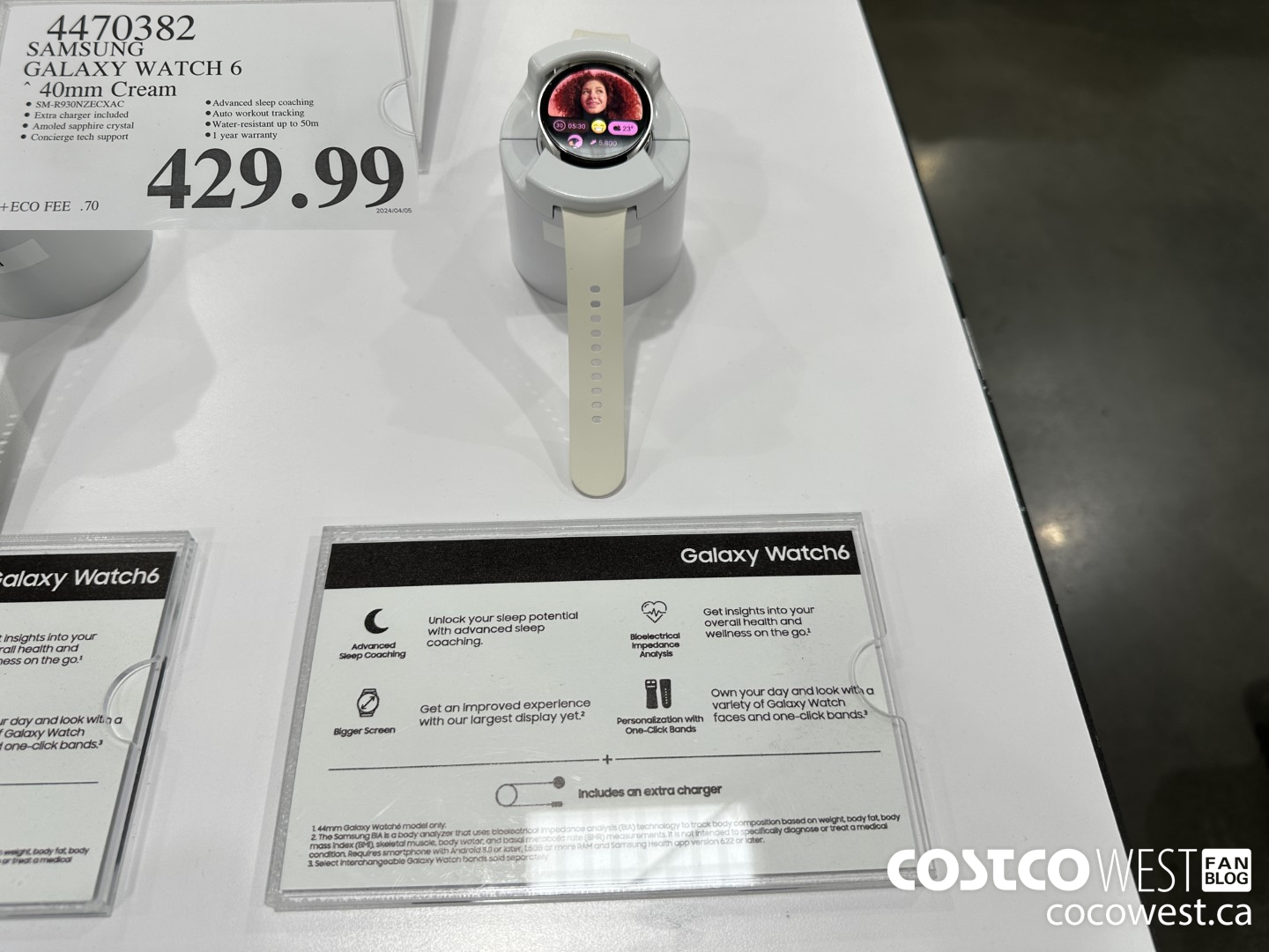 4470382 SAMSUNG GALAXY WATCH 6 40MM CREAM $429.99