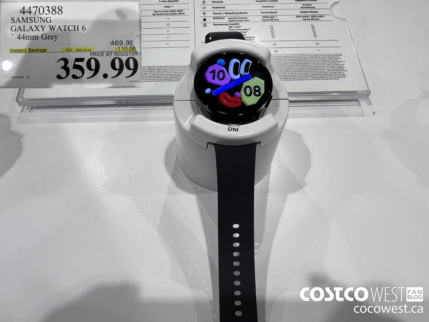 4470388 SAMSUNG GALAXY WATCH 6 44MM GREY ($110.00 INSTANT SAVINGS EXPIRES ON 2024-04-04) $359.99