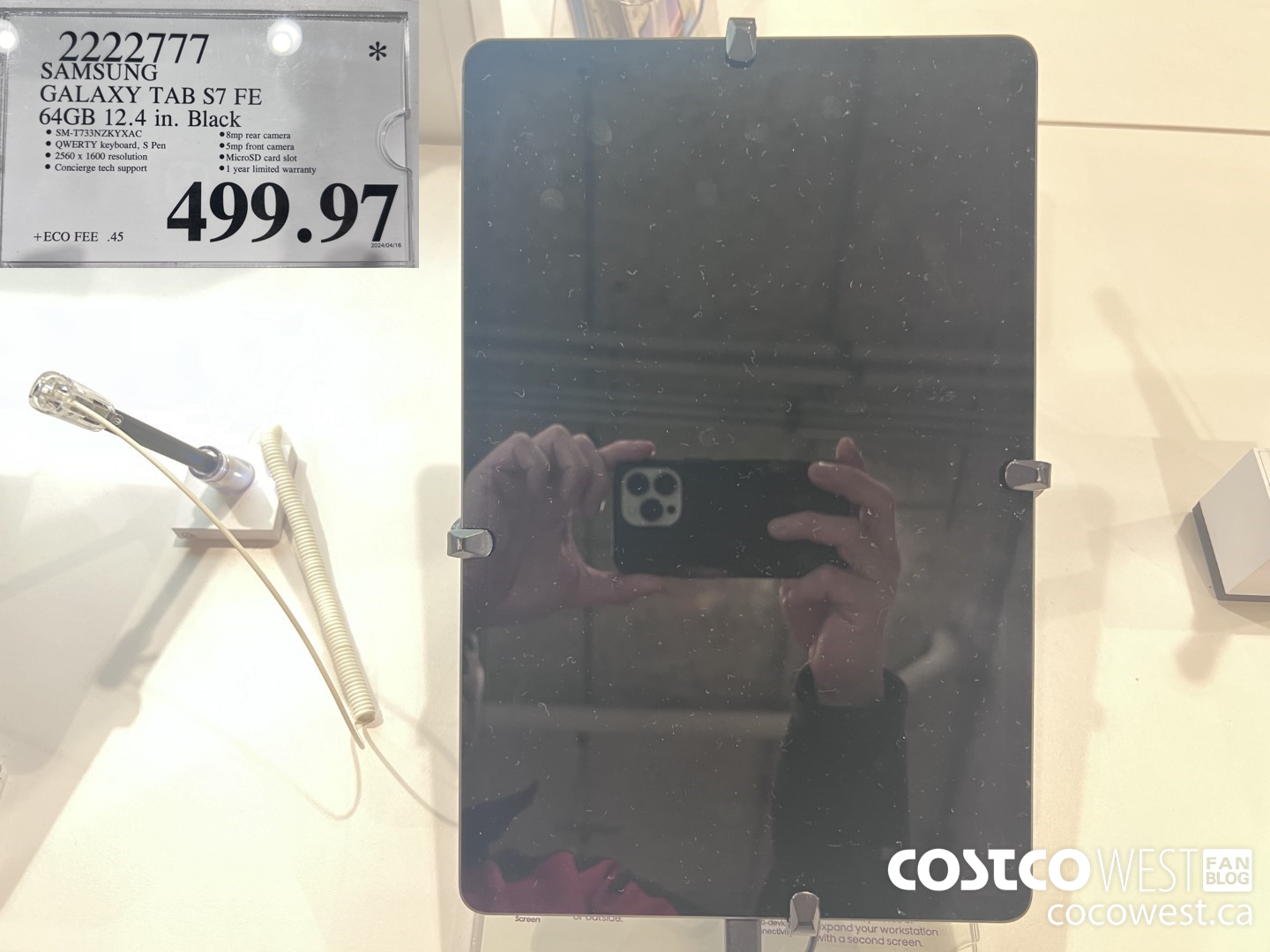 2222777 SAMSUNG TAB S7FE 64GB 12.4 IN. BLACK $499.97