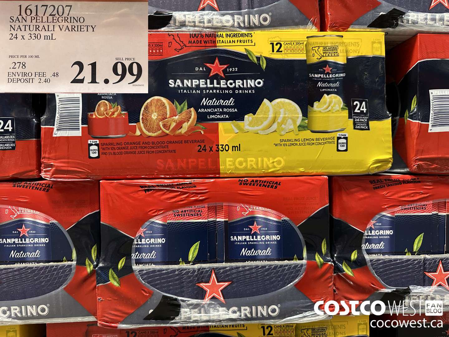 1617207 SAN PELLEGRINO NATURALI VARIETY 24 x 330 mL $21.99