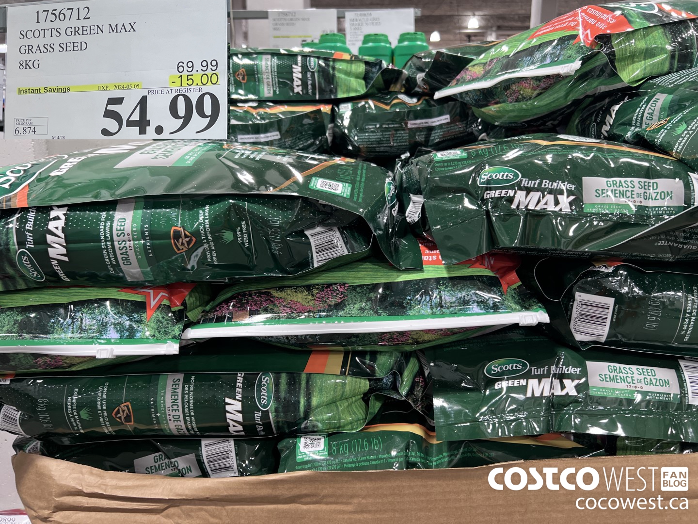 1756712 SCOTTS GREEN MAX GRASS SEED 8KG ($15.00 INSTANT SAVINGS EXPIRES ON 2024-05-05) $54.99