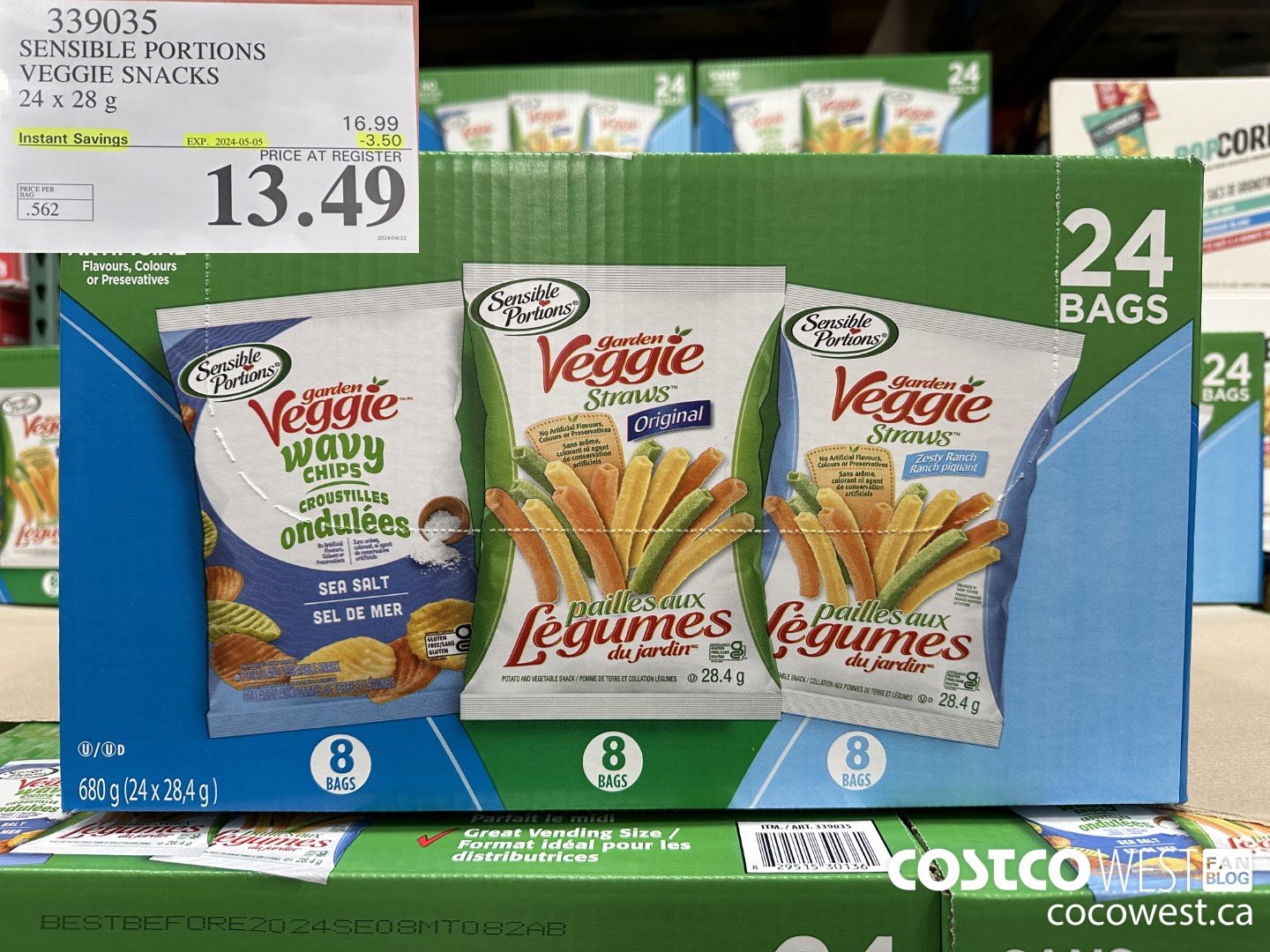 339035 SENSIBLE PORTIONS VEGGIE SNACKS 24 x 28 g ($3.50 INSTANT SAVINGS EXPIRES ON 2024-05-05) $13.49