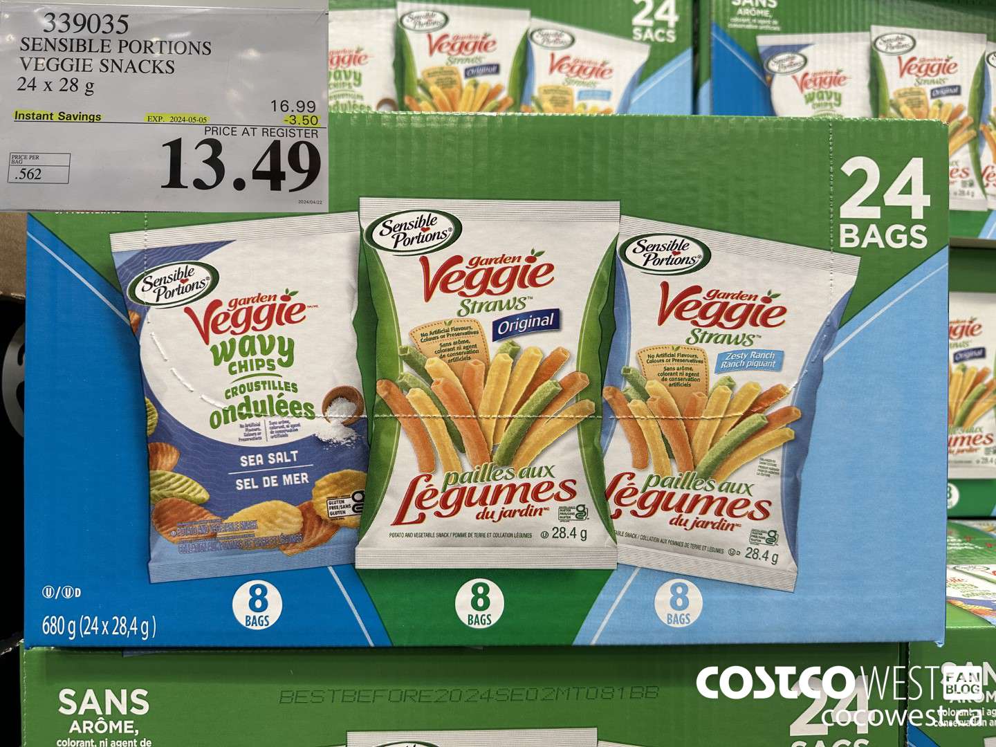 339035 SENSIBLE PORTIONS VEGGIE SNACKS 24 x 28 g ($3.50 INSTANT SAVINGS EXPIRES ON 2024-05-05) $13.49