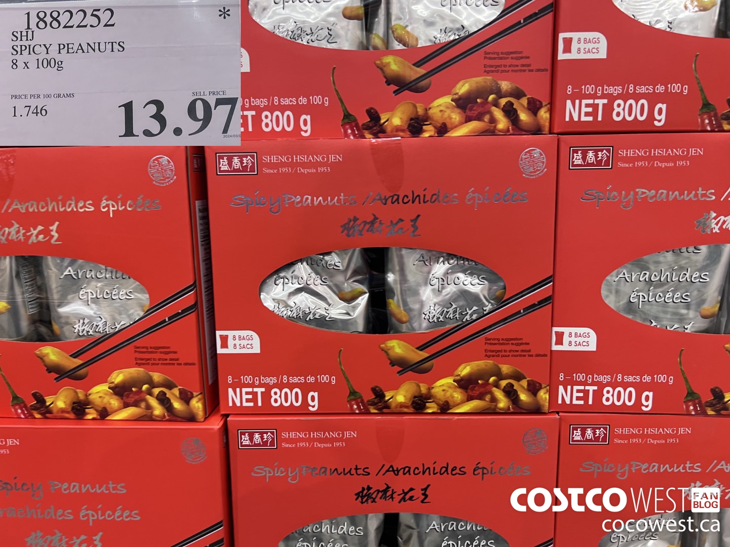 1882252 SHJ SPICY PEANUTS 8 X 100G $13.97