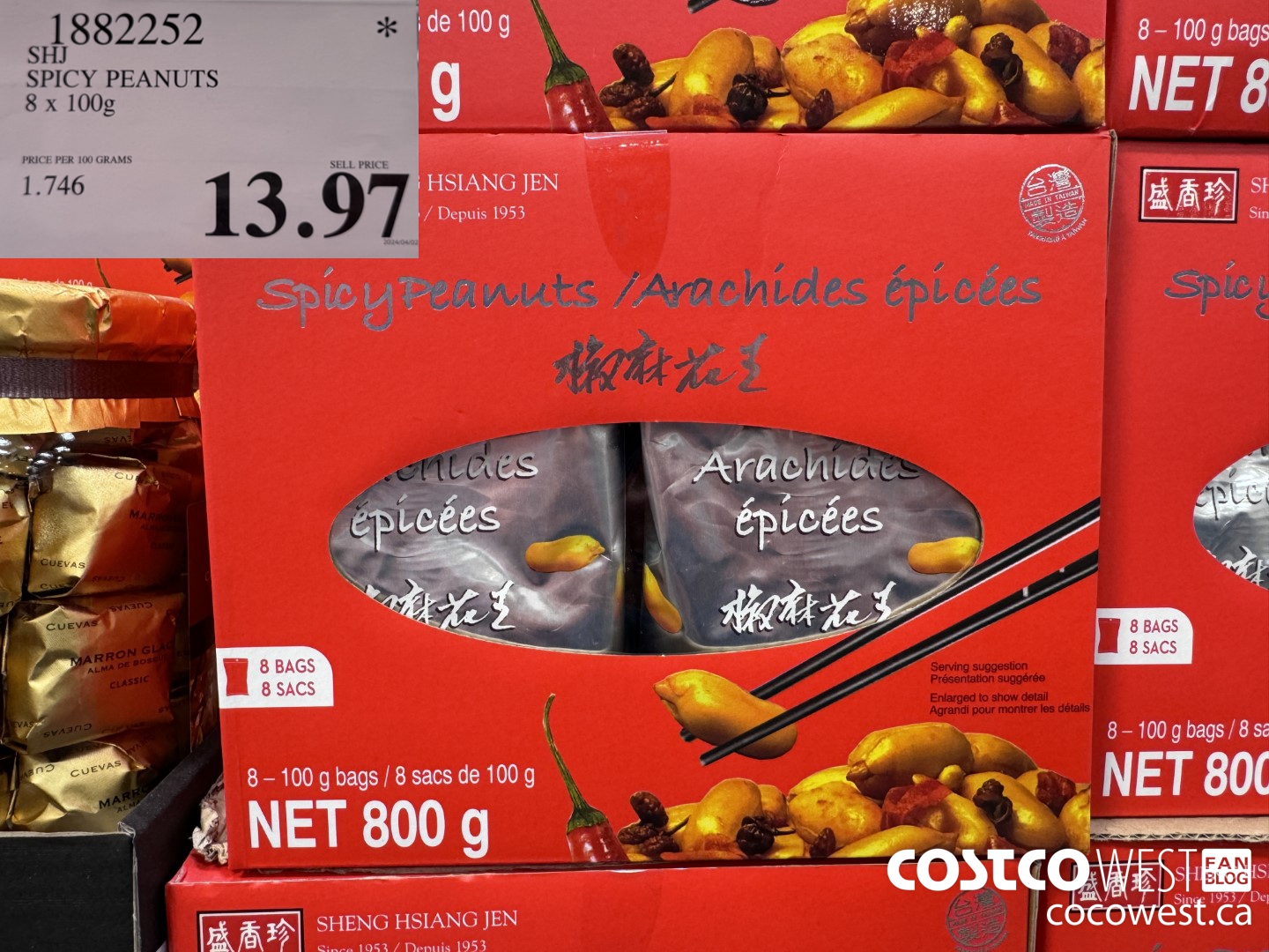 1882252 SHJ SPICY PEANUTS 8 X 100G $13.97