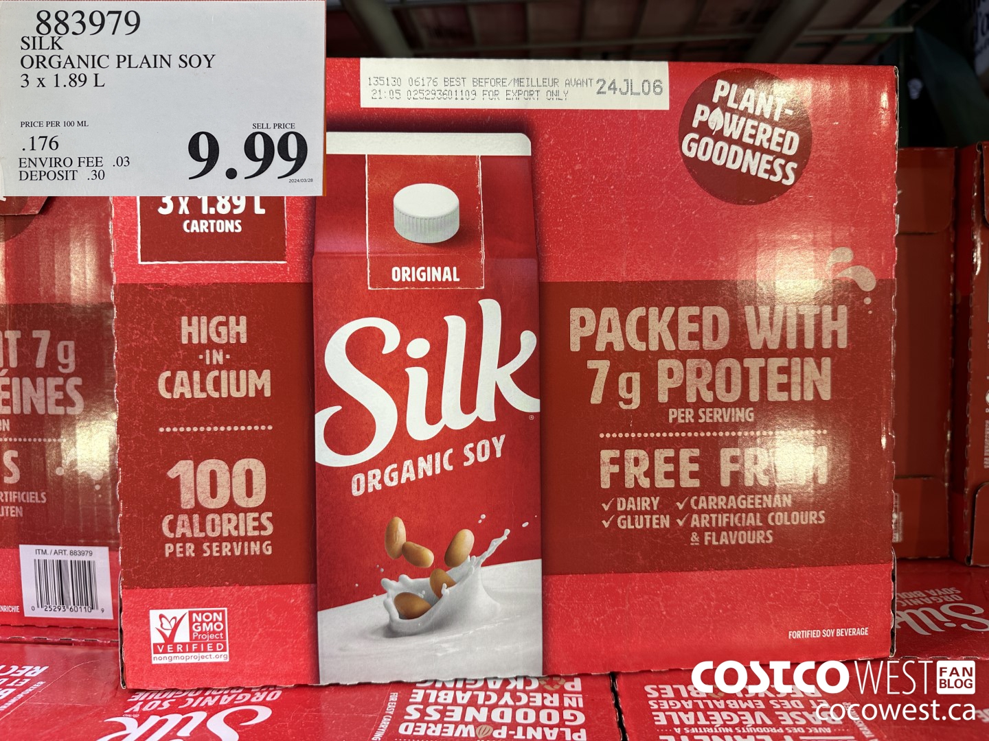 883979 SILK ORGANIC PLAIN SOY 3 x 1.89 L $9.99
