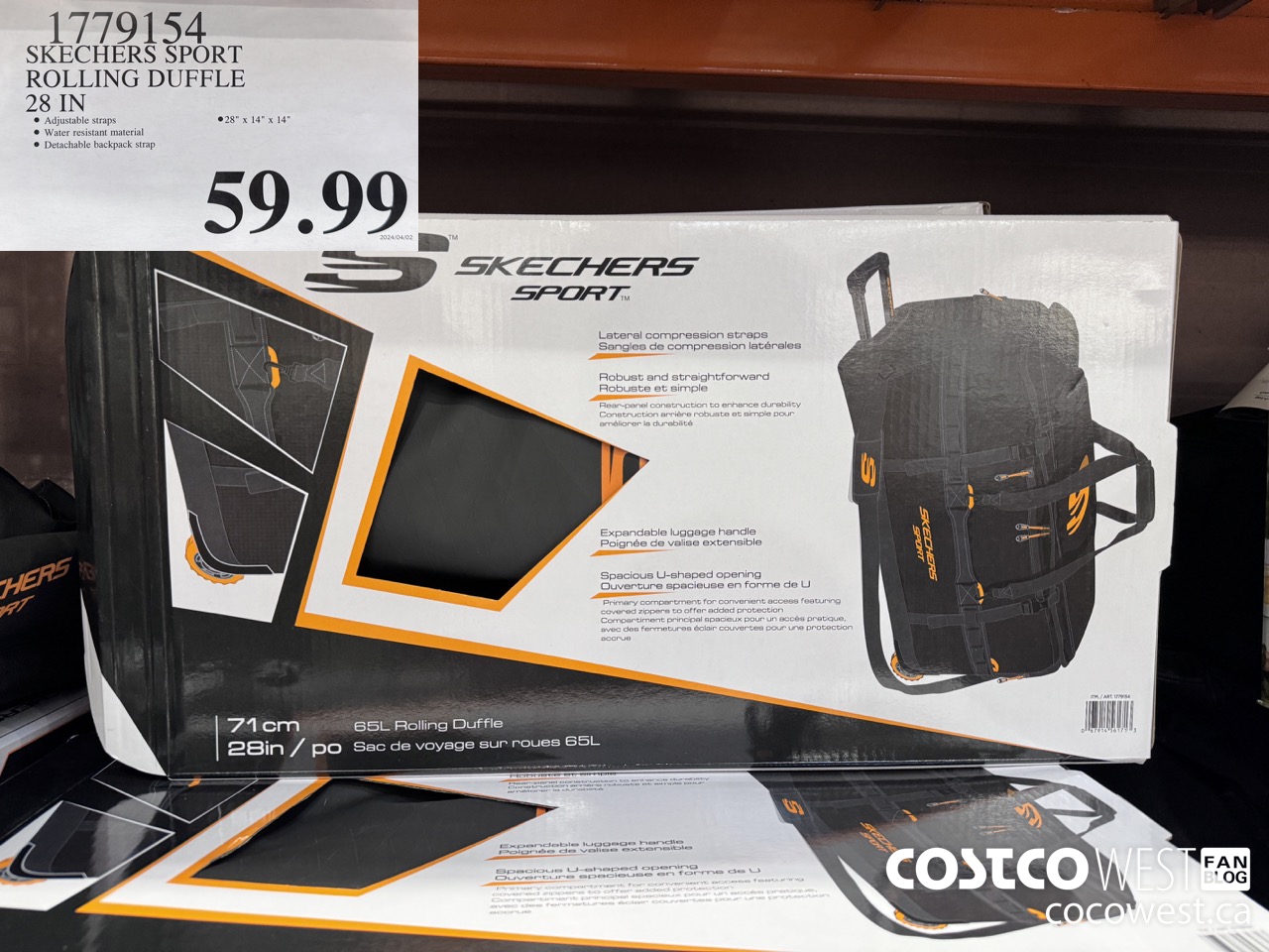 1779154 SKECHERS SPORT ROLLING DUFFLE 28 IN $59.99