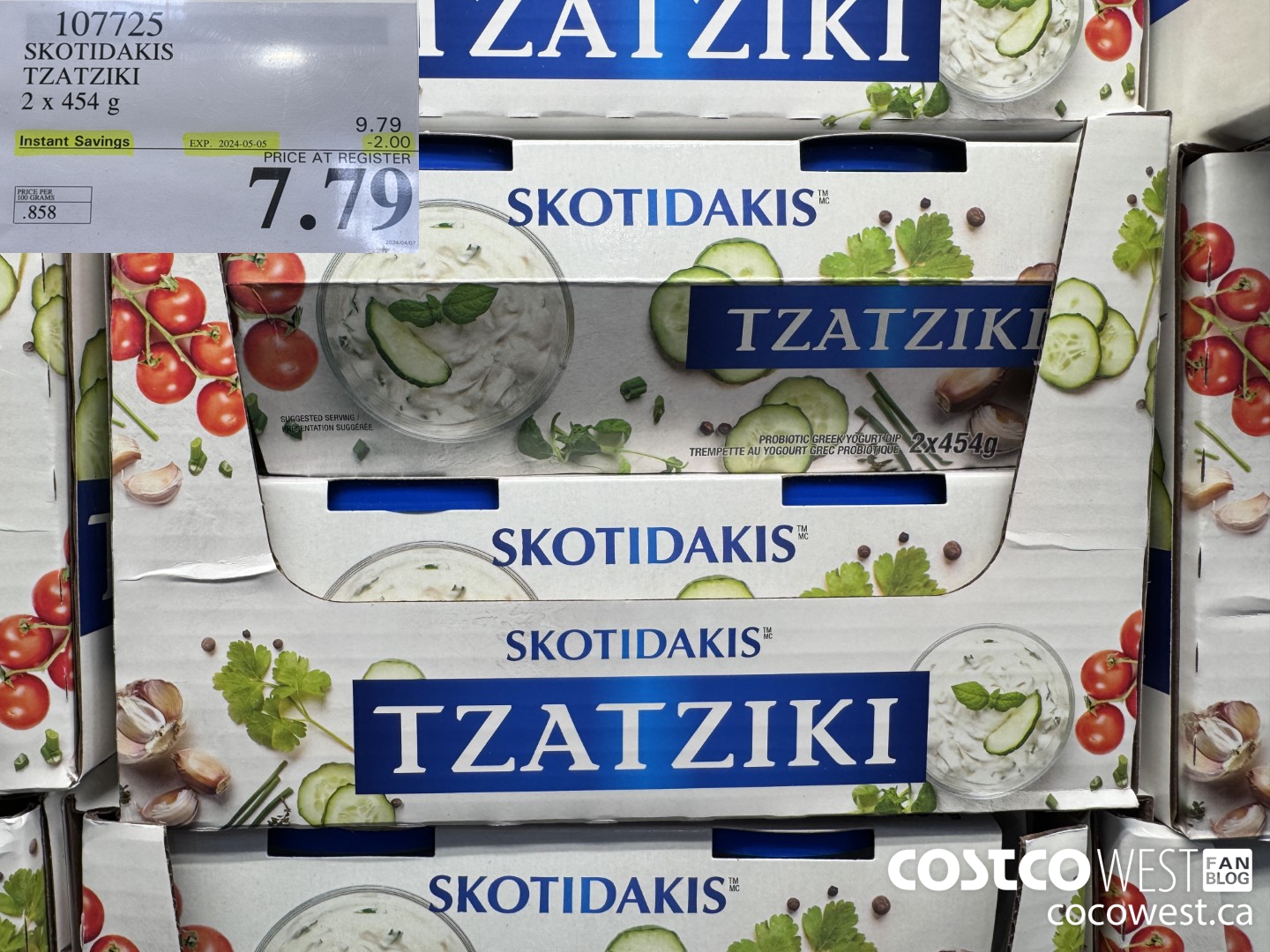 107725 SKOTIDAKIS TZATZIKI 2 x 454g ($2.00 INSTANT SAVINGS EXPIRES ON 2024-05-05) $7.79