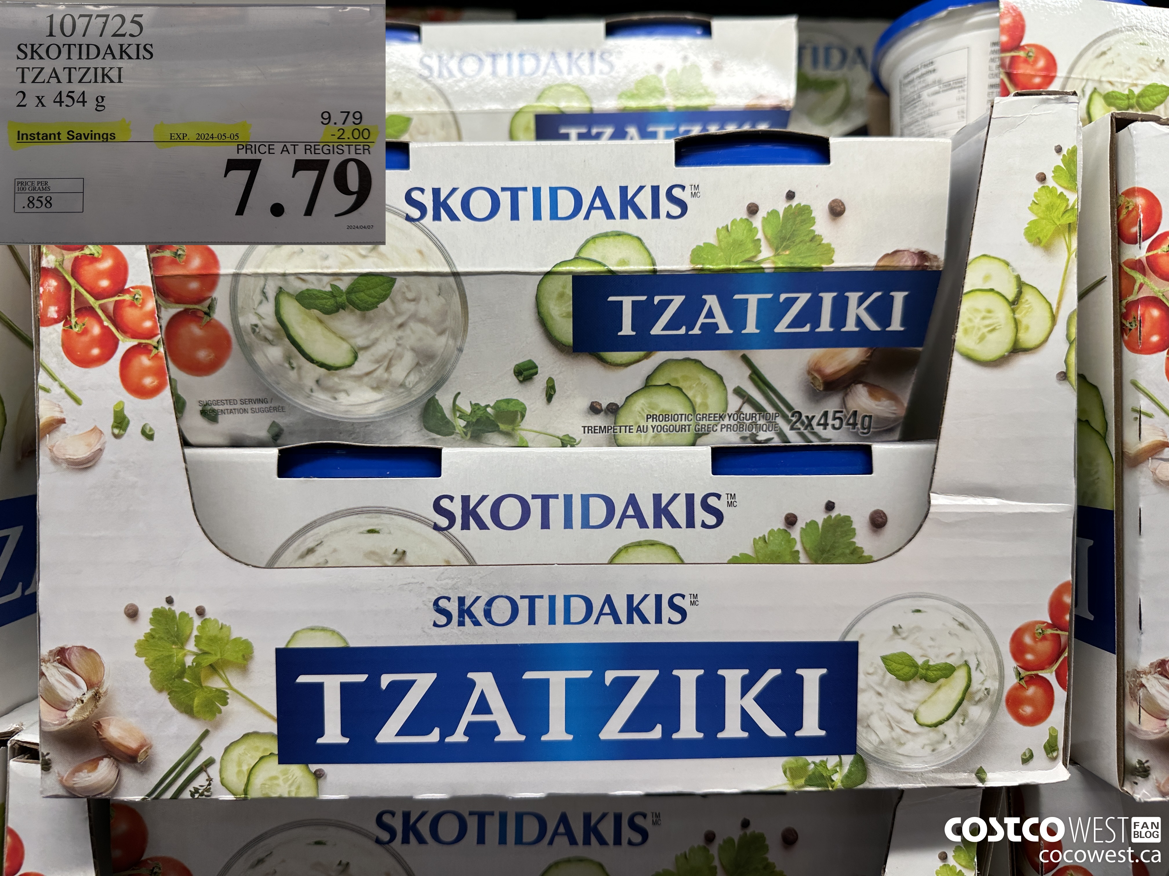 107725 SKOTIDAKIS TZATZIKI 2 x 454g ($2.00 INSTANT SAVINGS EXPIRES ON 2024-05-05) $7.79