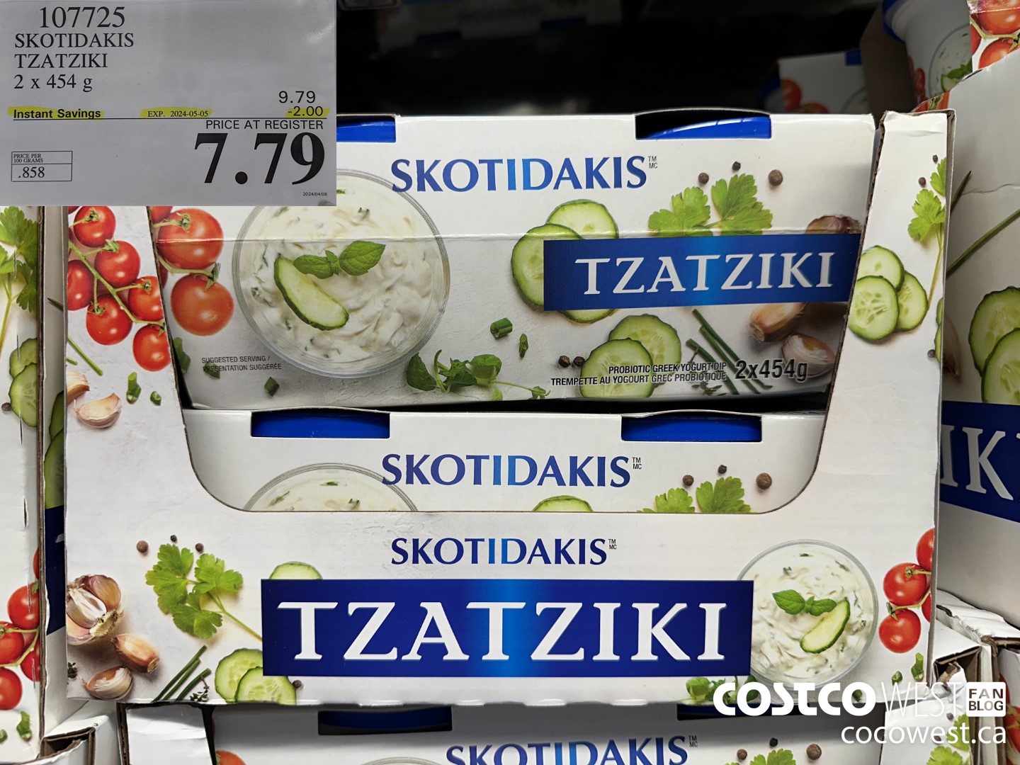 107725 SKOTIDAKIS TZATZIKI 2 x 454g ($2.00 INSTANT SAVINGS EXPIRES ON 2024-05-05) $7.79